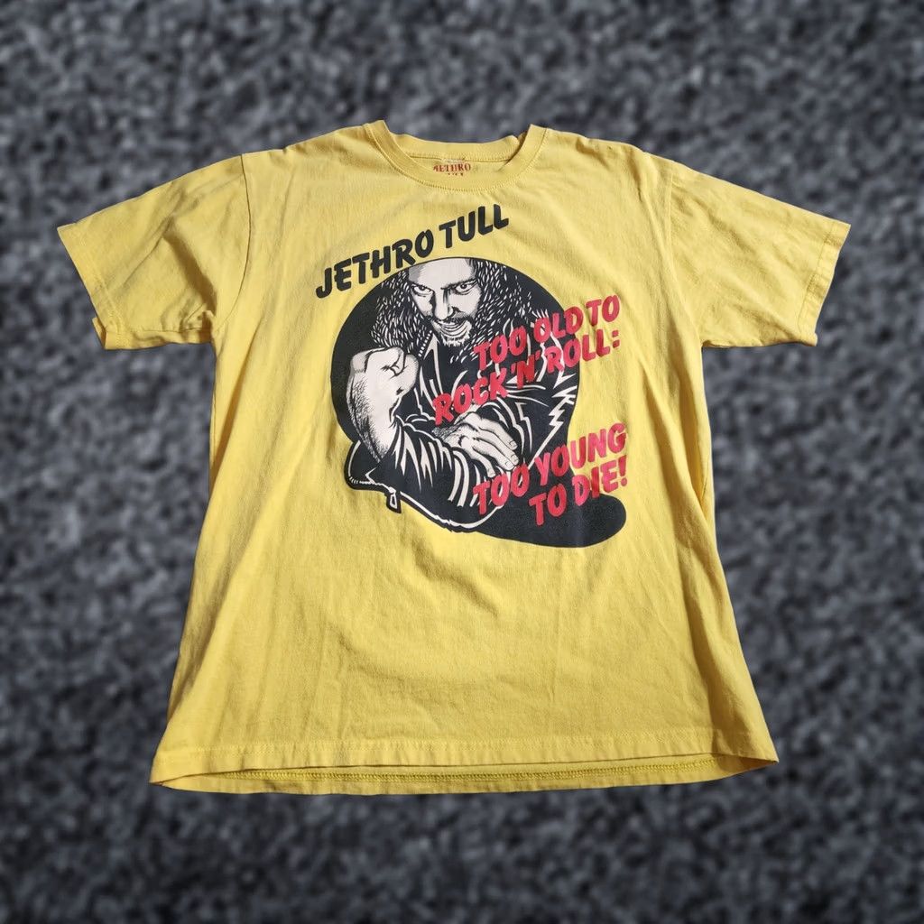 Doublet VINTAGE JETHRO TULL TOO OLD TO ROCK N ROLL Comic Book T Shirt Double Sided Mens L Yellow T-Shirt Size US L / EU 52-54 / 3 - 1 Thumbnail