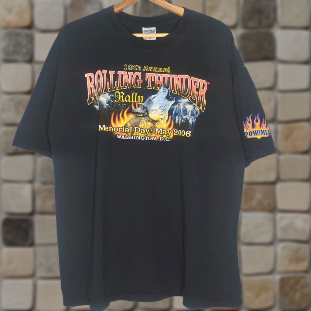 Gildan VINTAGE Rolling Thunder Motorcycle Rally Shirt XL Black Gildan Heavy Cotton Adult Men T-Shirt Size US XL / EU 56 / 4 - 1 Thumbnail