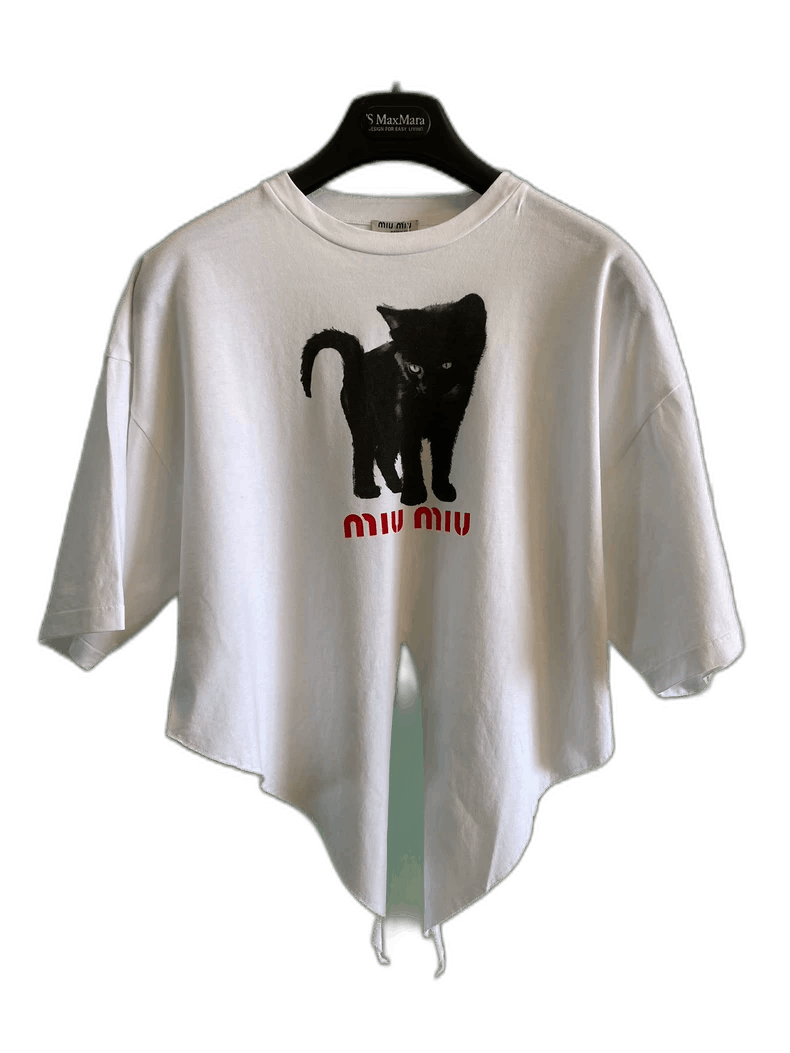 Miu Miu MiuMiu Cat Print Short Sleeve T-Shirt Size US XS / EU 42 / 0 - 1 Thumbnail