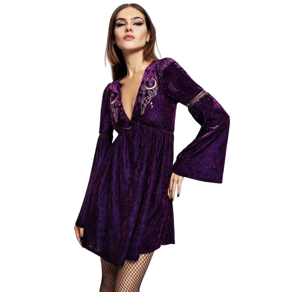 Disturbia NEW Disturbia Goth Dress 12 Heartache Crushed Velour Lace Size XL / US 12-14 / IT 48-50 - 2 Thumbnail