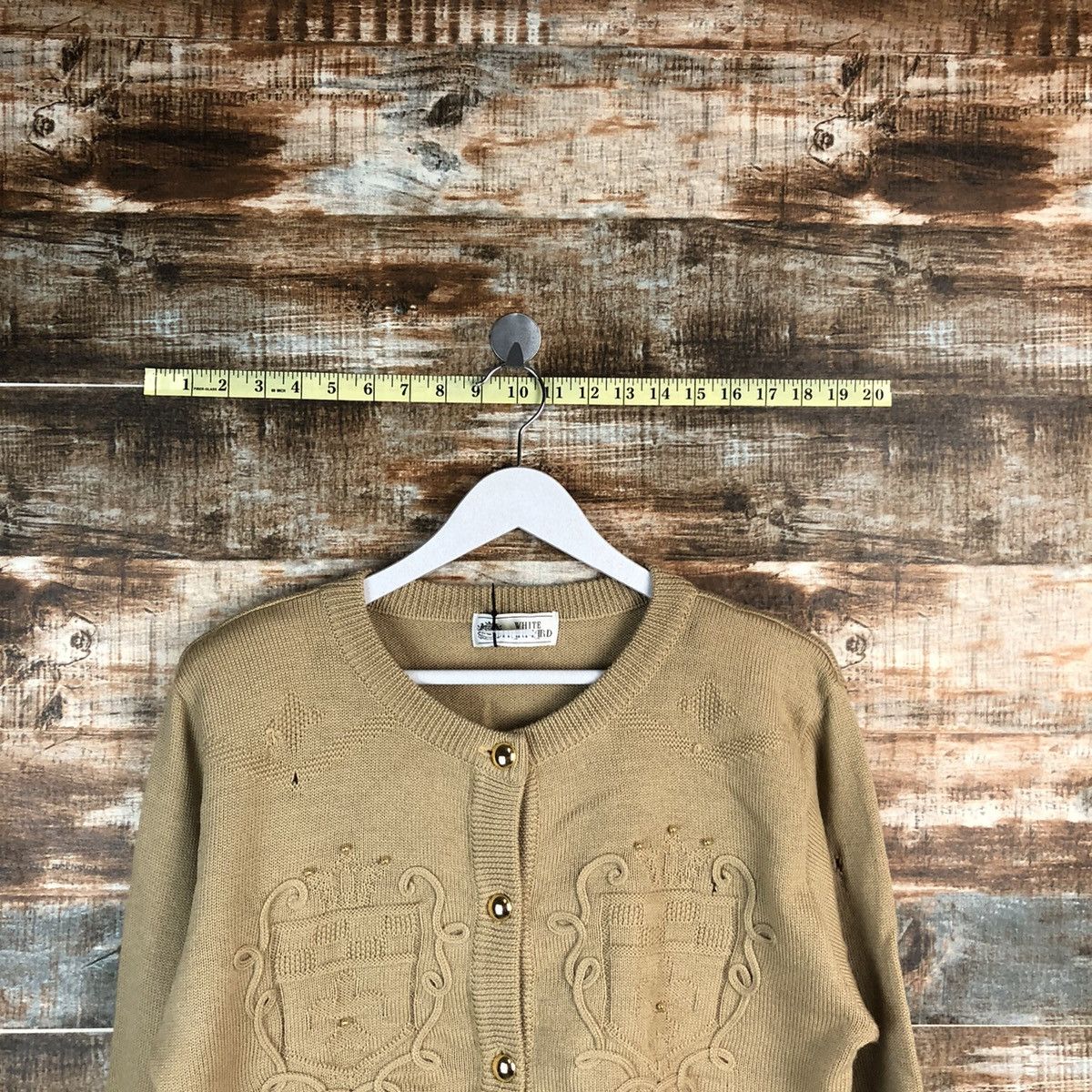 Japanese Brand White Itariyard Brown Patterned Cardigans #A1697 Size US S / EU 44-46 / 1 - 4 Thumbnail