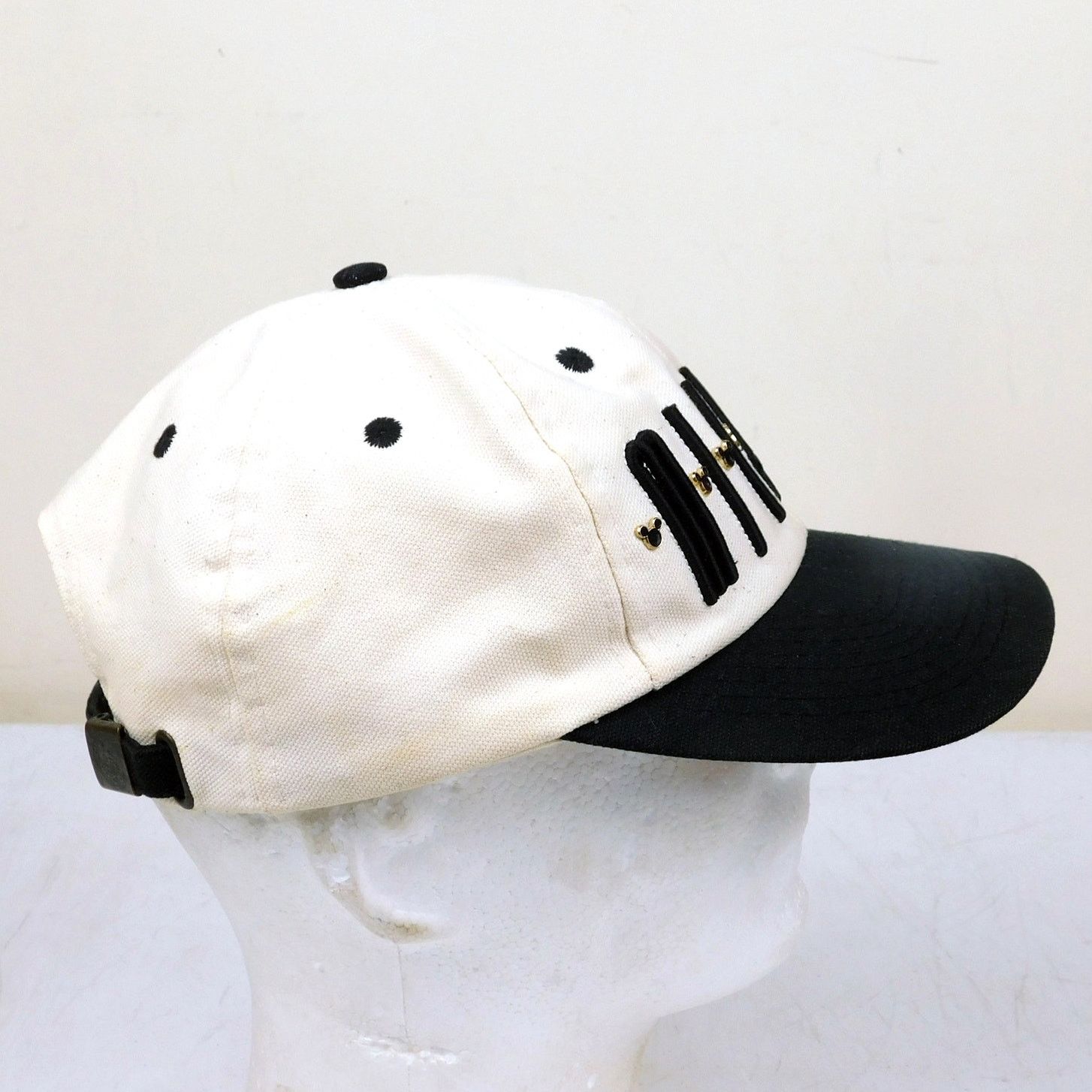 Disney Mickey & Co Strapback Hat Black White Adjustable Logo Rivets Size ONE SIZE - 6 Thumbnail
