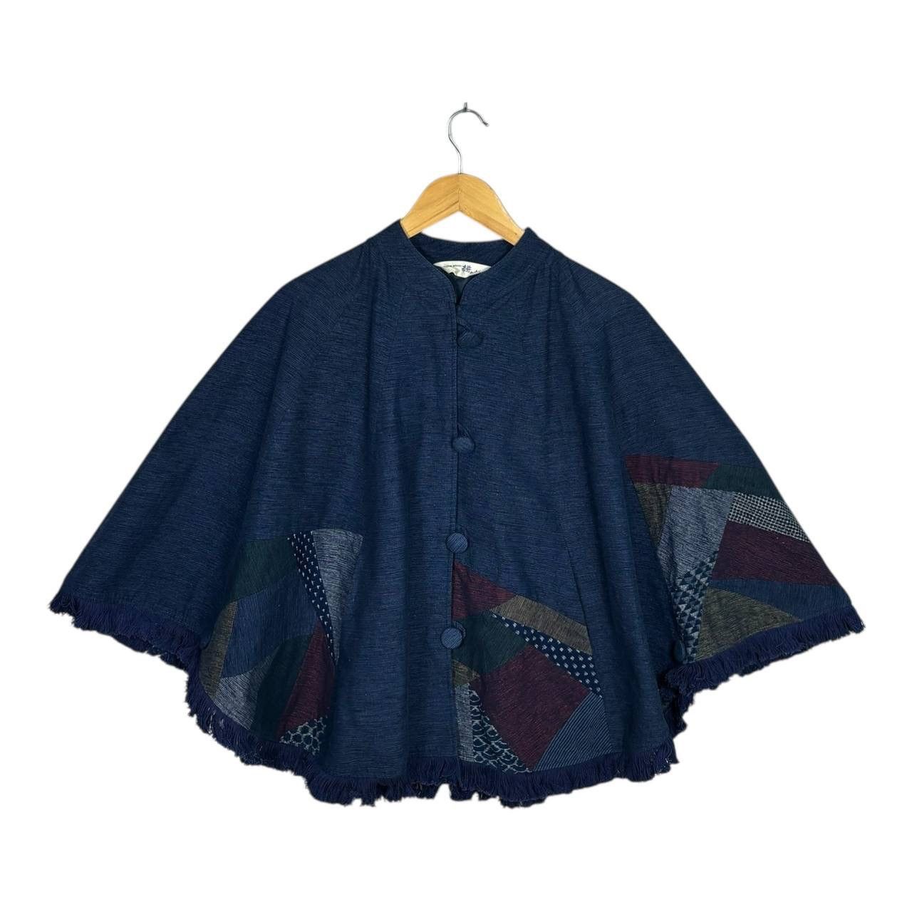 Cloak Vintage Japanese Indigo Patchwork Poncho Boro Sashiko Cape Size US M / EU 48-50 / 2 - 1 Thumbnail