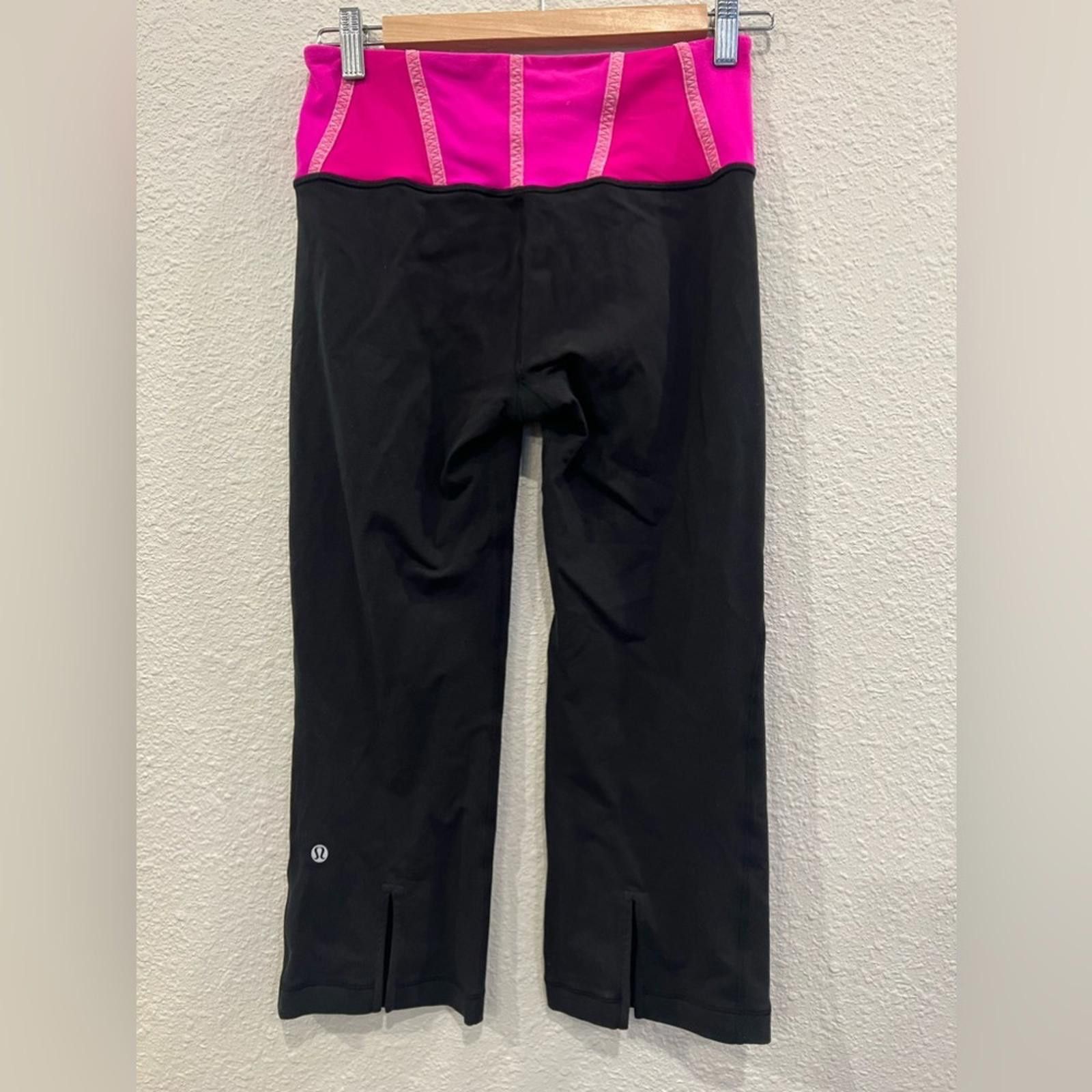 Lululemon Lululemon Cropped Leggings Yoga Pants Pink Black Size 6 Size 28" / US 6 / IT 42 - 2 Thumbnail