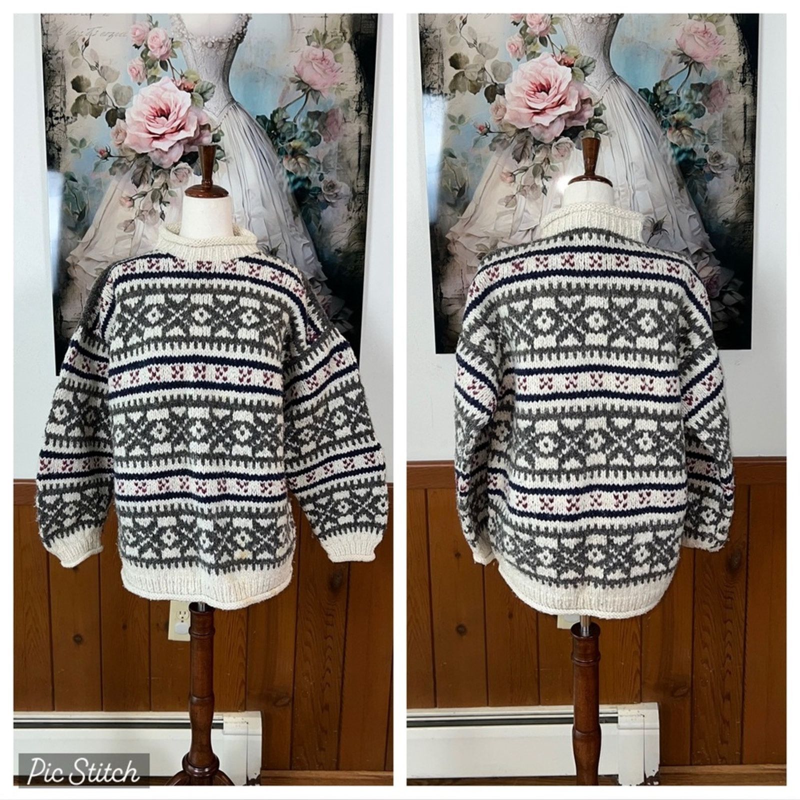 Vintage Awesome Vintage 1980s Rey Wear Wool Fair Isle Sweater! Size L / US 10 / IT 46 - 1 Thumbnail