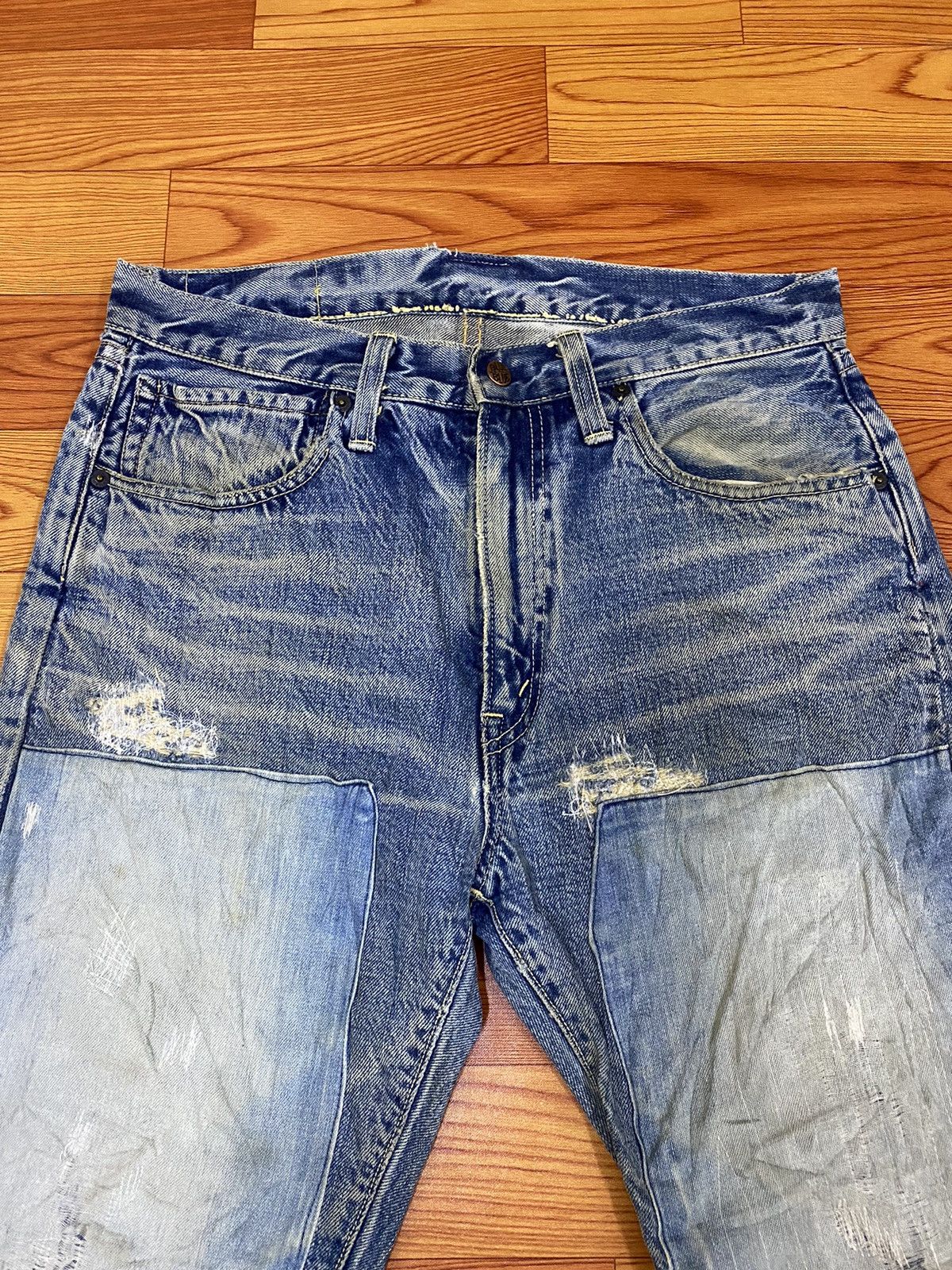 Blue Blue Japan Rare!! Blue Blue Jeans Denim Boro Distressed Style Size US 31 - 2 Thumbnail