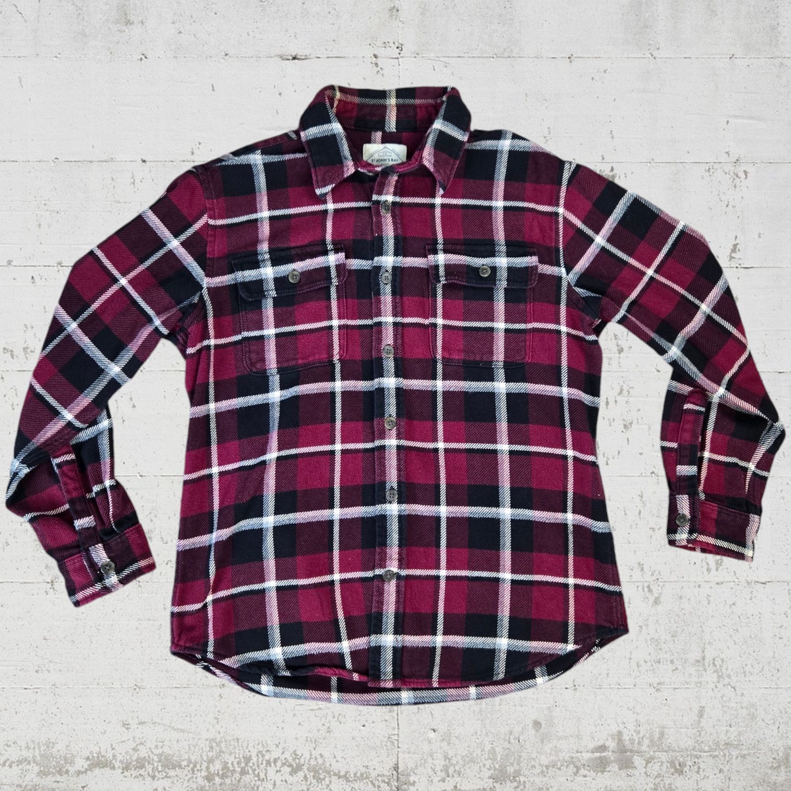 St. Johns Bay Dark Cherry Red Plaid Flannel Size Large Size US L / EU 52-54 / 3 - 2 Thumbnail