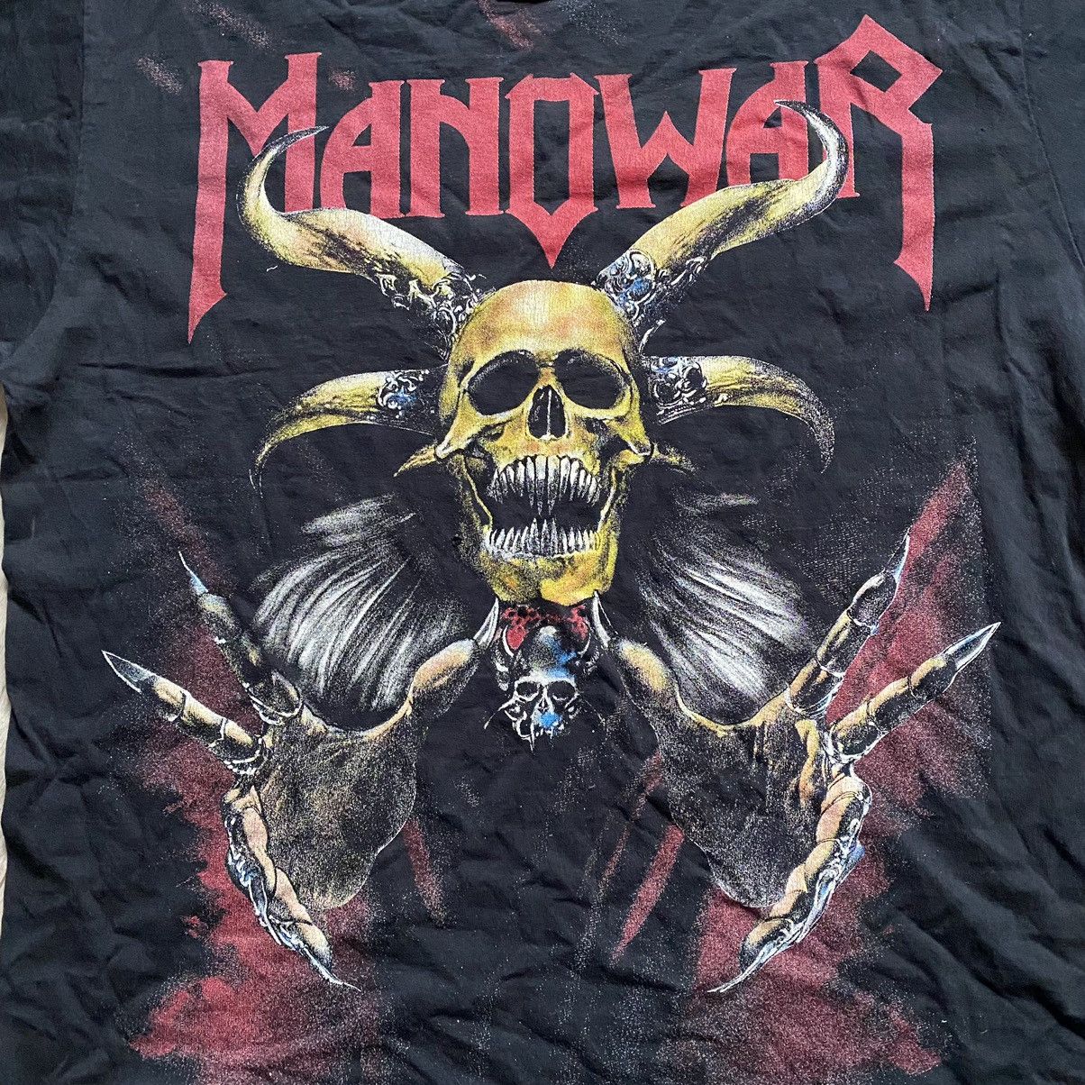 Band Tees VINTAGE MANOWAR ROCK BAND SKULL CRAZY PRINT T SHIRT Size US XL / EU 56 / 4 - 3 Thumbnail