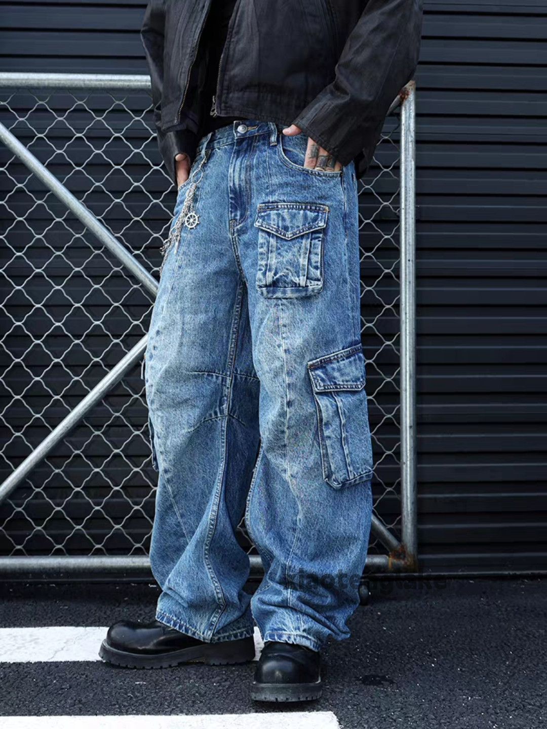 Jean xtl vintage wide Leg loose workwear hiphop cargo jeans Size US 32 / EU 48 - 2 Thumbnail