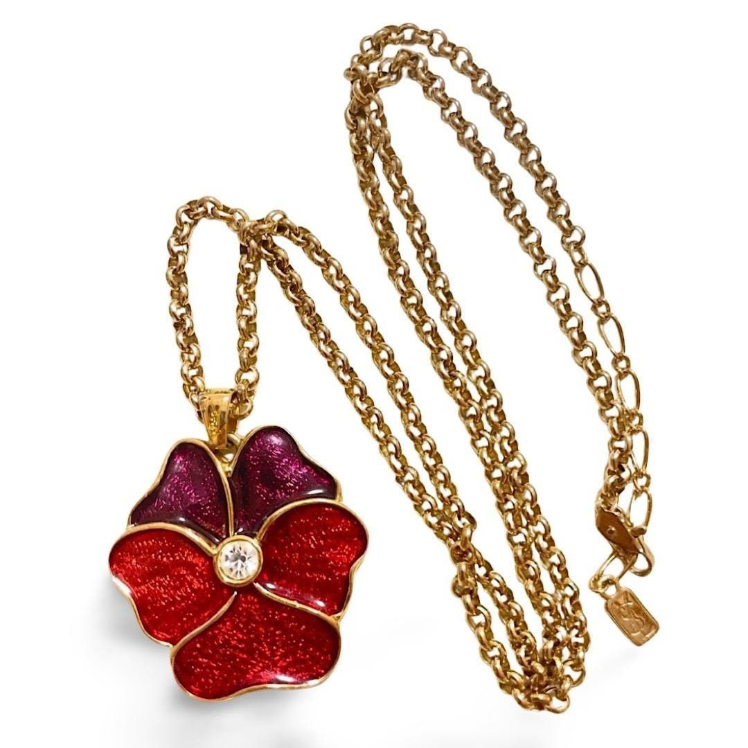 Yves Saint Laurent Vintage Yves Saint Laurent golden chain necklace with pansy Size ONE SIZE - 1 Thumbnail