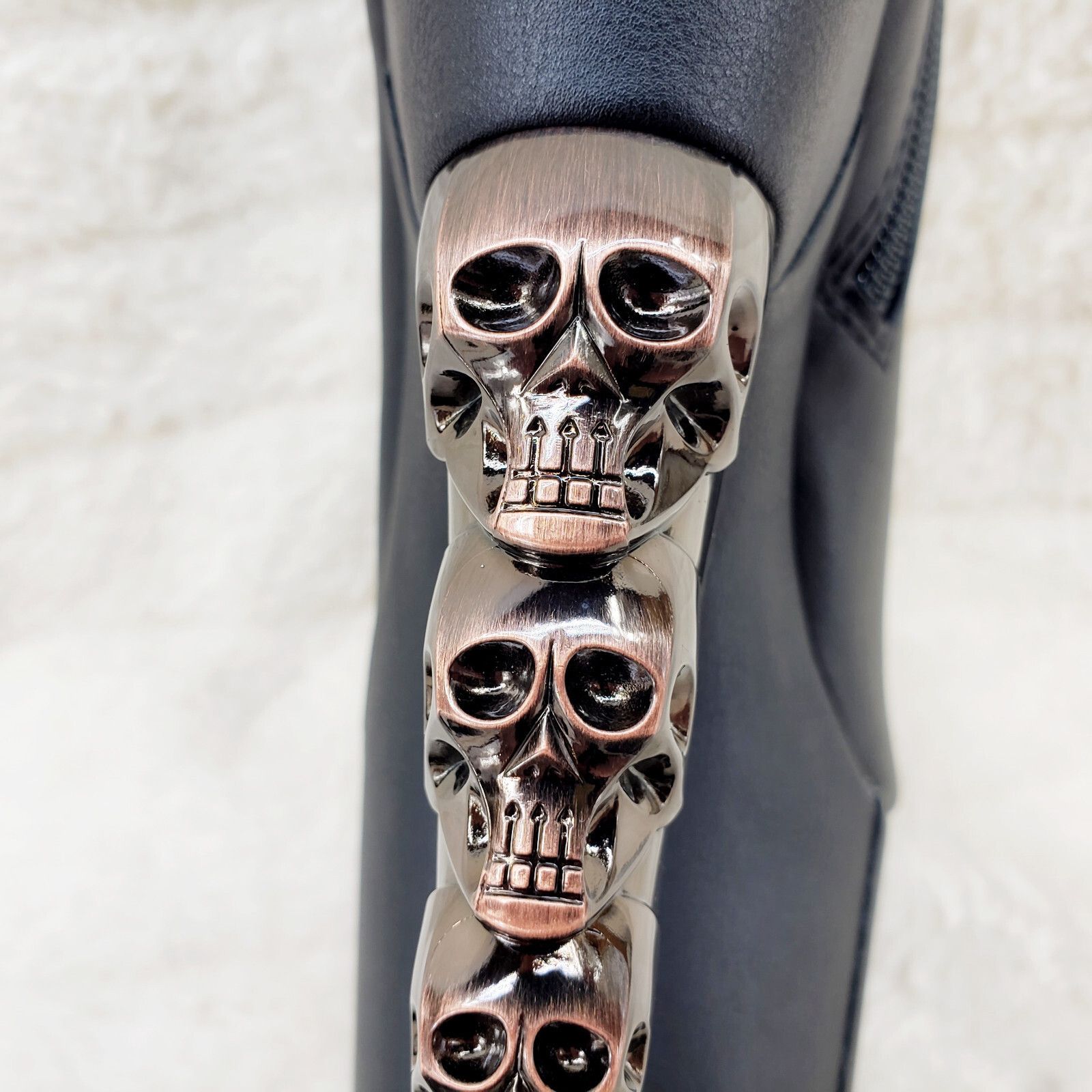Other Voodoo 1005 Brush Metal Skull Stacked 7" High Heel Platform Size US 10 / IT 40 - 7 Thumbnail