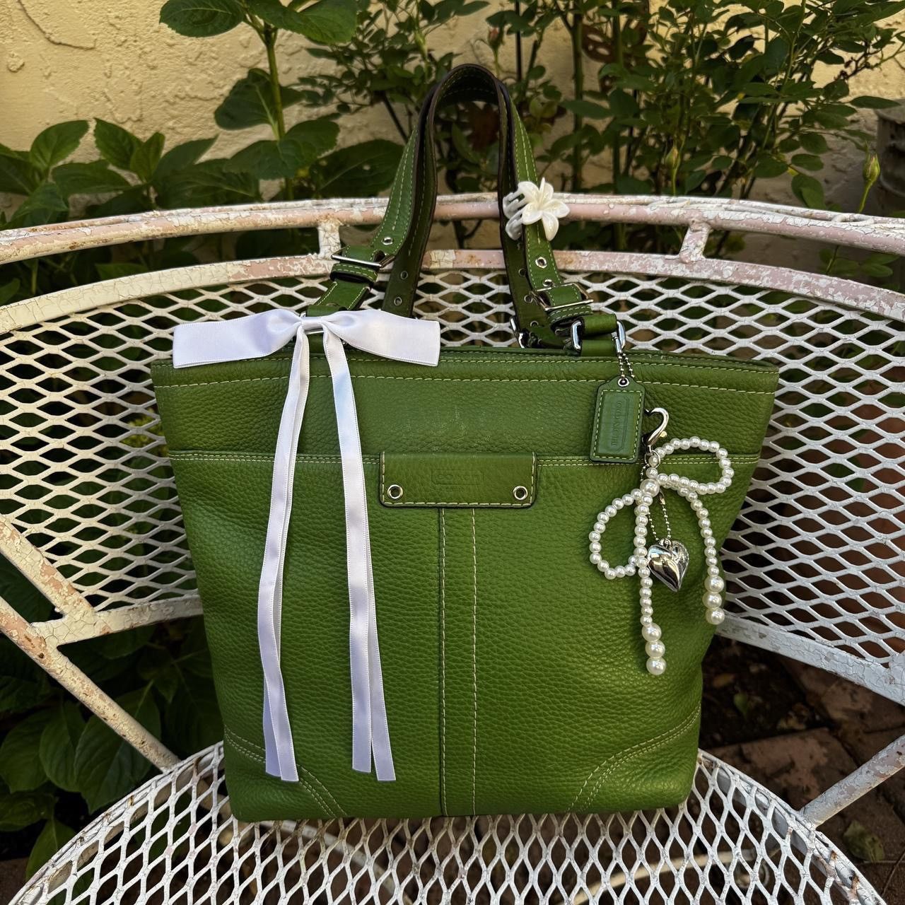 Coach Y2K Green Pebbled Leather Coach Shoulder Bag Size ONE SIZE - 1 Thumbnail