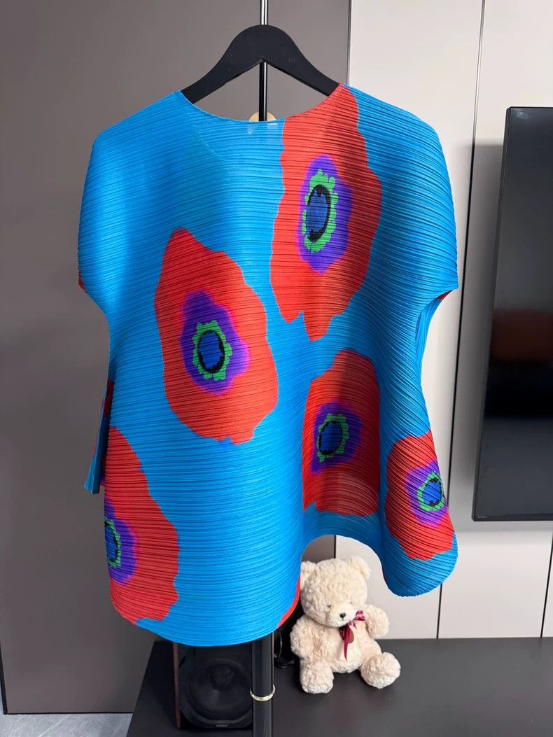 Issey Miyake Issey Miyake size:3 Blue bestseller sunflower short-sleeve Size S / US 4 / IT 40 - 2 Thumbnail