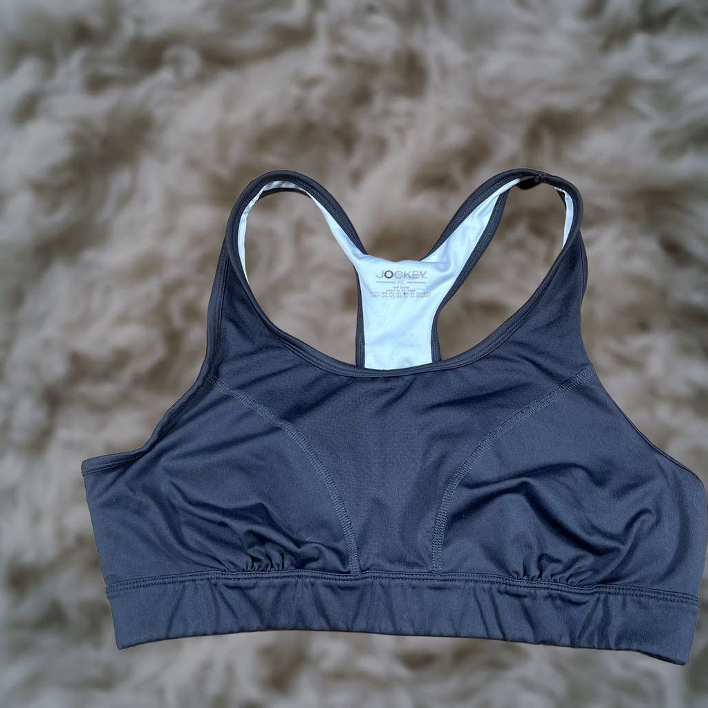 Jockey Jockey Sports Bra Women's XL Gray Racerback Stretchy Athletic Shirt? Size ONE SIZE - 1 Thumbnail