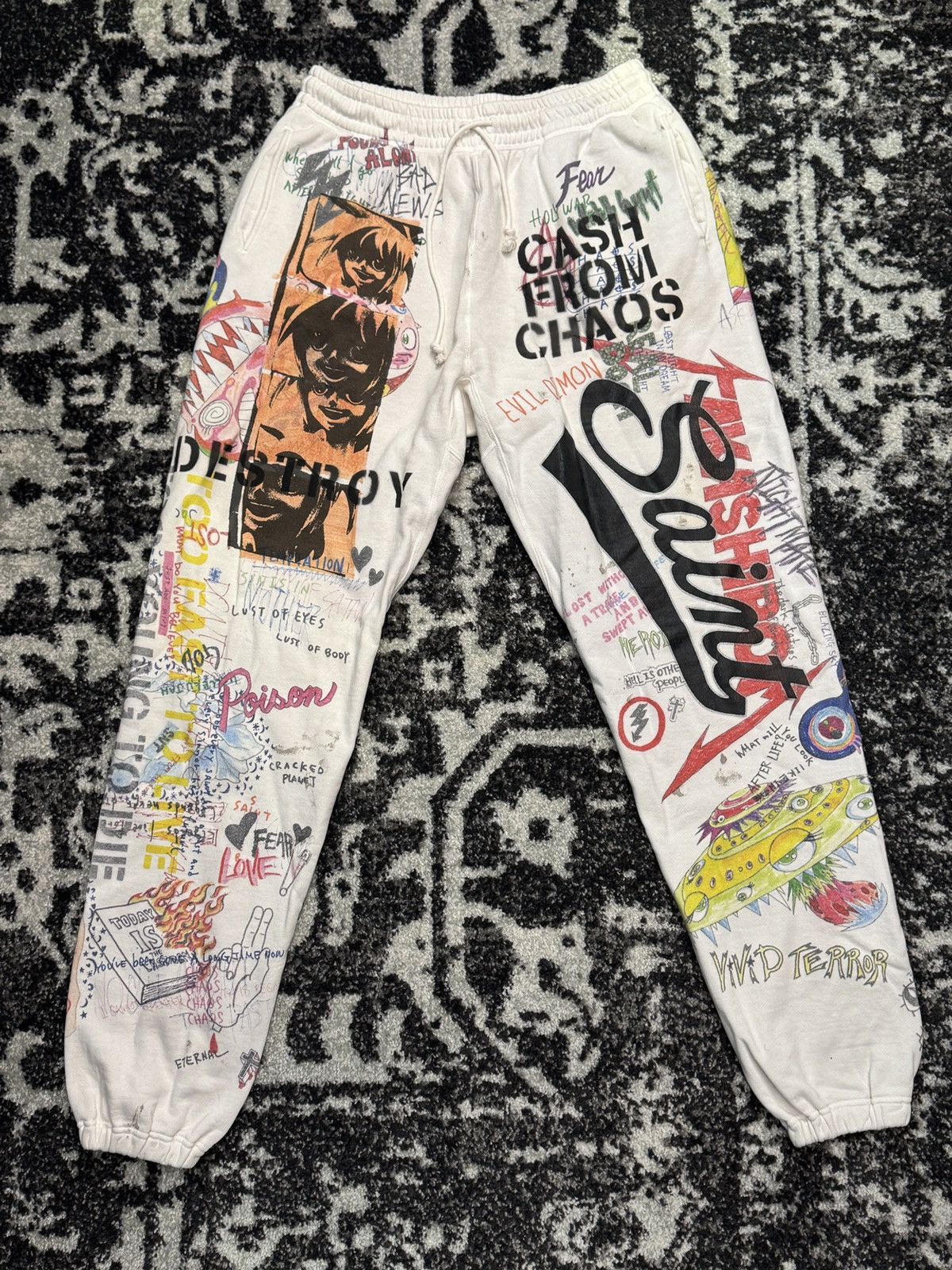 Saint Michael Saint Michael X Takashi Murakami Grafitti Sweat Pants LARGE Size US 34 / EU 50 - 1 Thumbnail