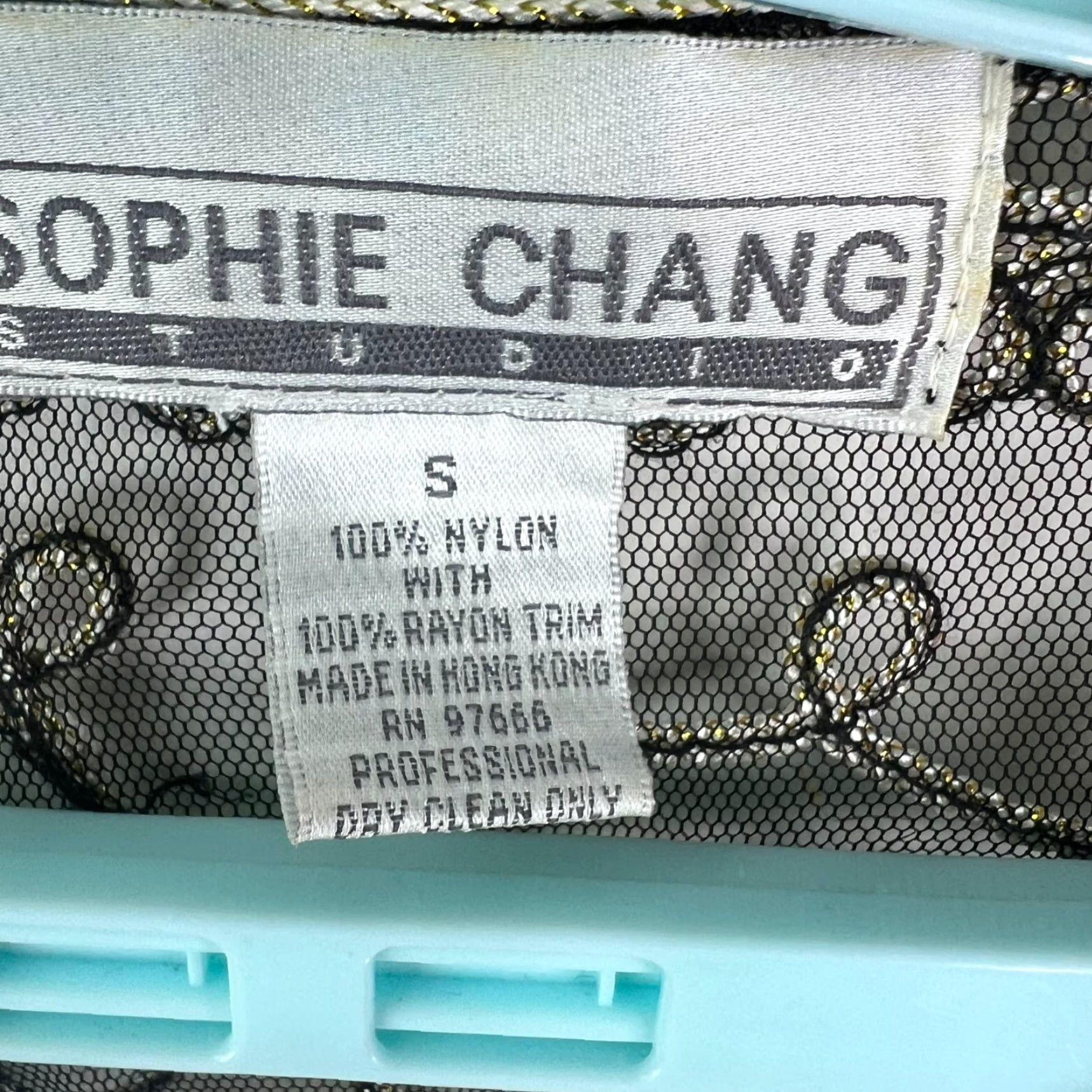 Vintage Sophie Chang Studio Blouse Womens S Gold Sheer Embroidered Floral Brocade Designer Formal Party Size S / US 4 / IT 40 - 4 Thumbnail