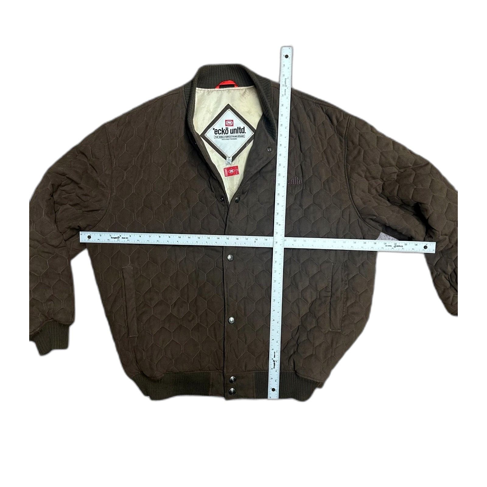 Ecko Unltd. Ecko Unltd Bomber Jacket Mens 2XL Suede Quilted Full Zip Bro Size US XXL / EU 58 / 5 - 3 Thumbnail