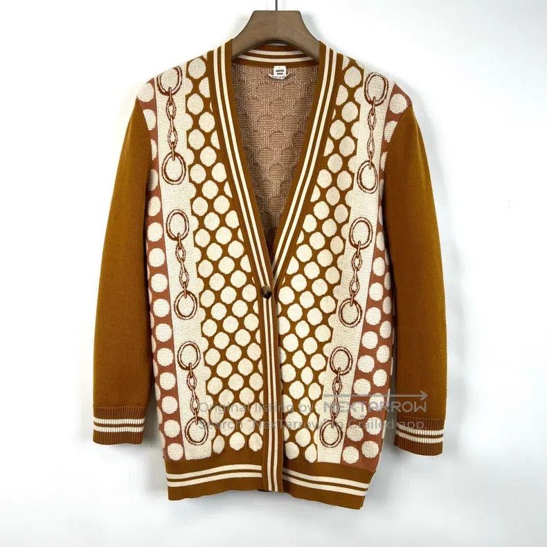 Hermes Hermes Orange Polka Dot Wool Cardigan Jacket Size XS / US 0-2 / IT 36-38 - 1 Thumbnail