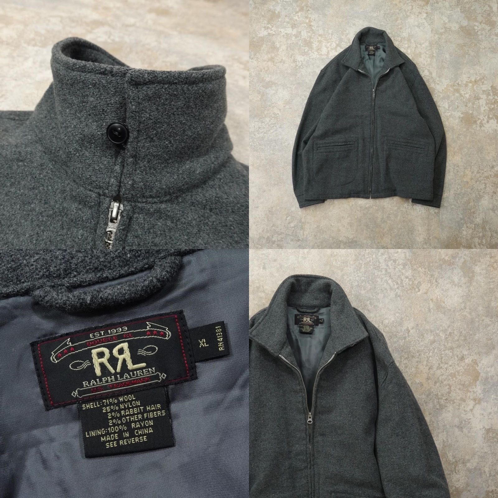 Ralph Lauren RRL Ralph Lauren Men's 90s Wool Jacket XL Gray Solid Casual Used Jacket Size US XL / EU 56 / 4 - 10 Thumbnail