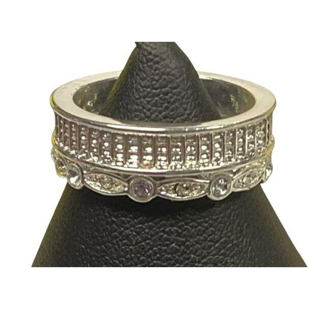 Other Elegant Vintage-Style Silver Tone Eternity Band Ring Set Wit Size ONE SIZE - 2 Thumbnail