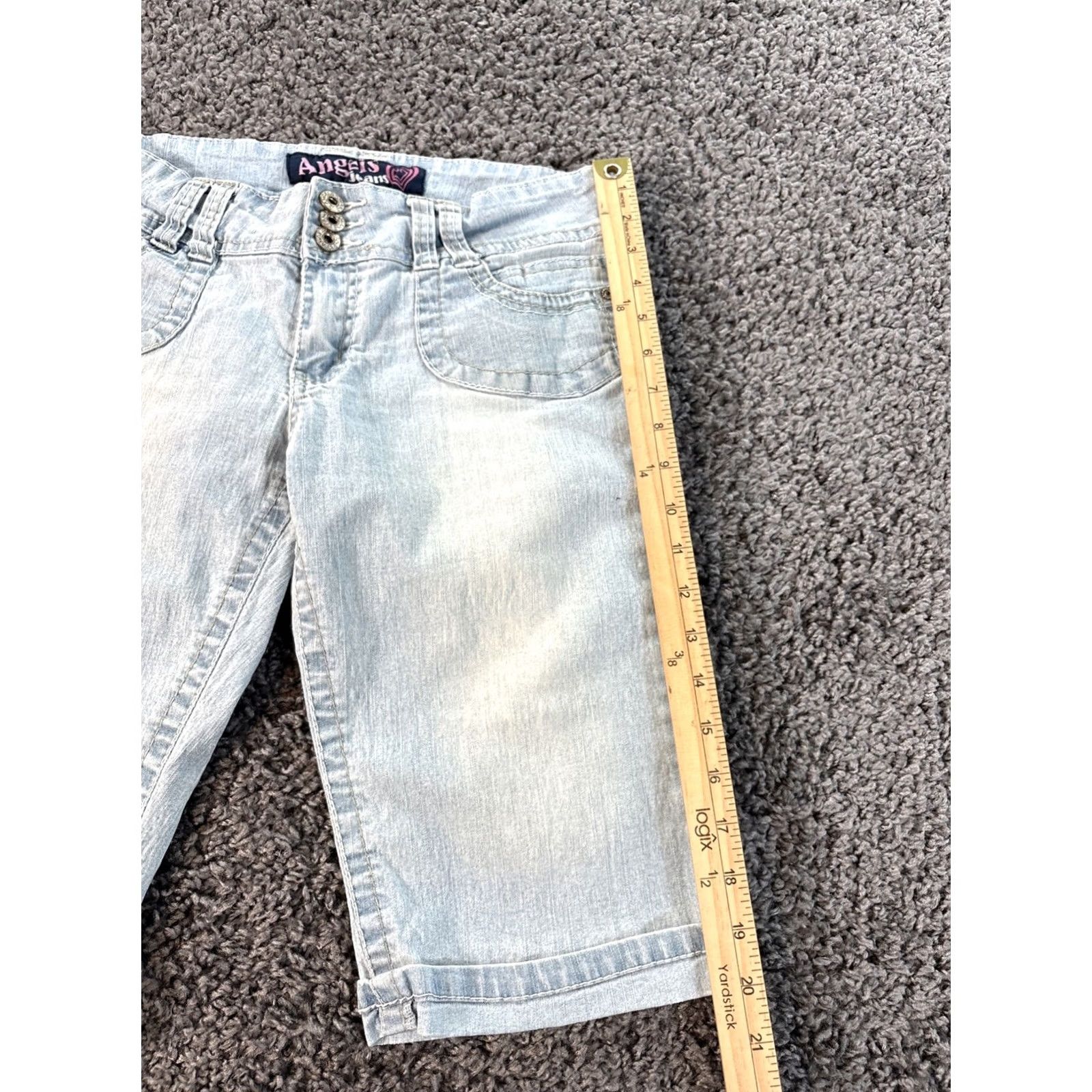 Vintage ANGELS Blue Denim Capri Jeans Low Rise Womens 28 Light Front Pocket Cuffed Size 28" / US 6 / IT 42 - 2 Thumbnail
