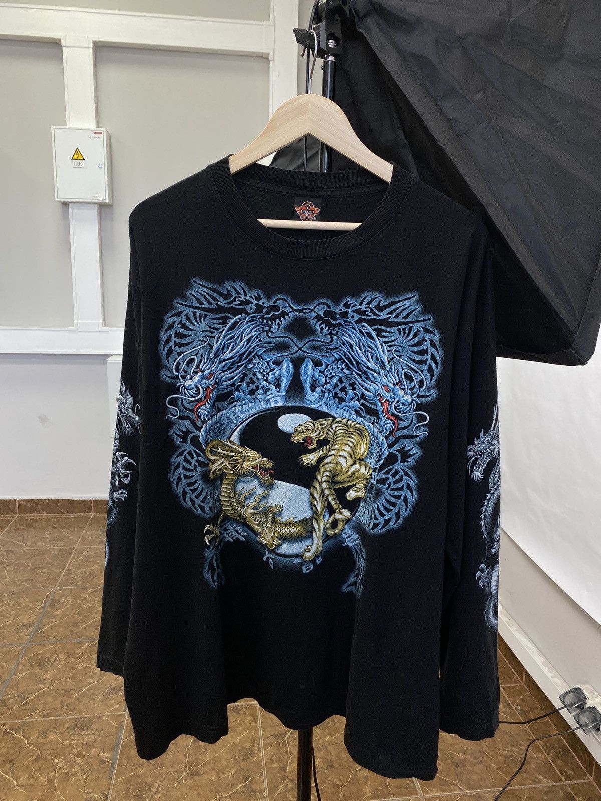 Japanese Brand 🇯🇵☯️ Vintage 90s Yin Yang Japan Tiger Dragon Long Sleeve Size US XL / EU 56 / 4 - 1 Thumbnail