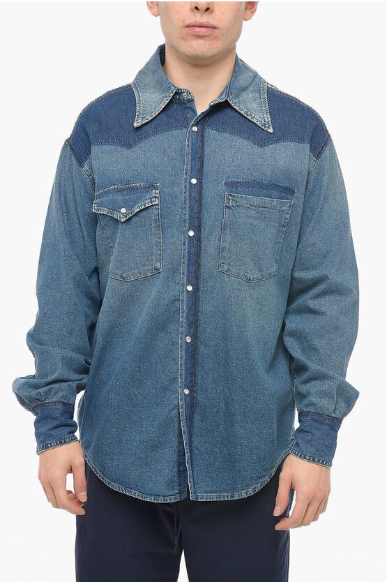 Maison Margiela o1y1124 Denim Shirt With Double Breast Pocket In Blue Size US M / EU 48-50 / 2 - 1 Thumbnail