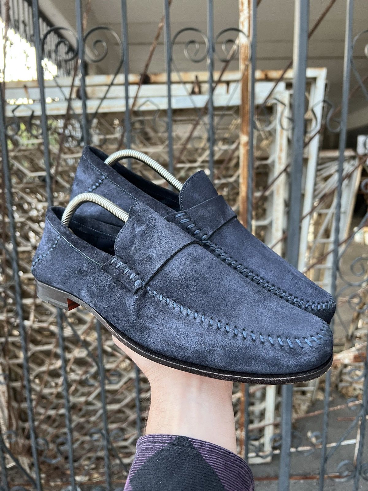 Santoni Santoni Men's Suede Loafers Blue Size US 8.5 / EU 41-42 - 1 Thumbnail