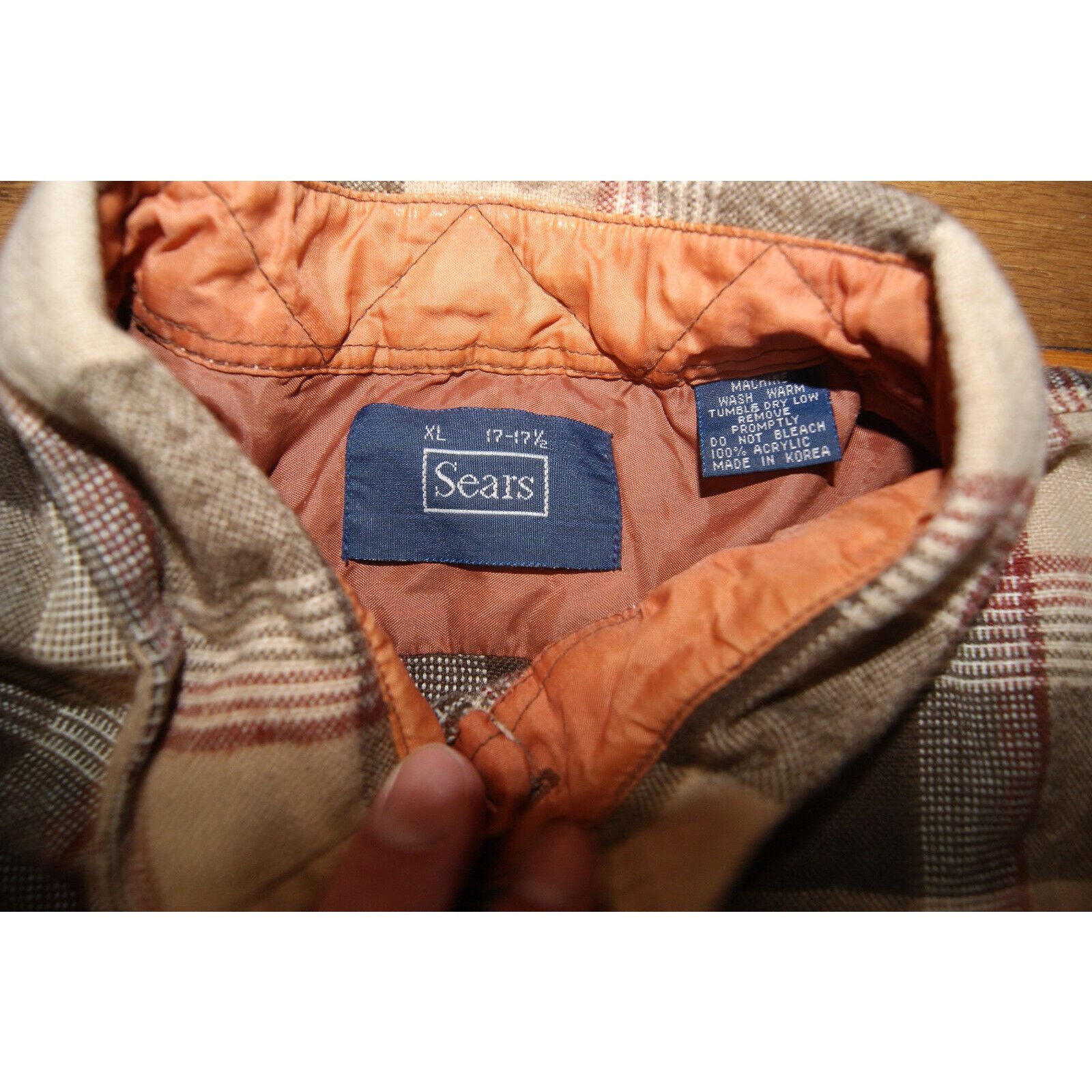 Sears VTG Sears Mens Flannel Shirt XL 17-17.5 Plaid Rockabilly Size US XL / EU 56 / 4 - 3 Thumbnail