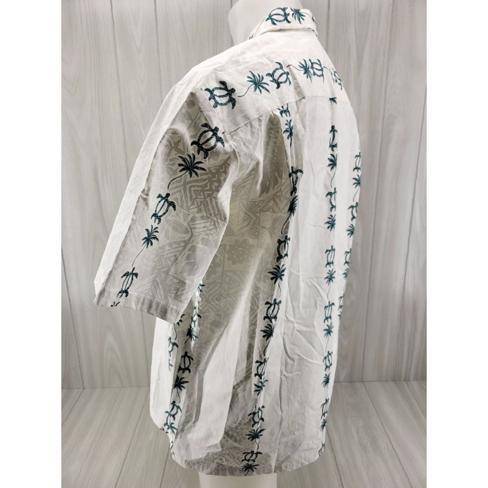 Paradise Paradise Bay Hawaiian White Sea Turtles Palm Trees Cotton S/S Shirt XL Men's Vintage Regular Short Sleeve Shirt Size US XL / EU 56 / 4 - 6 Thumbnail