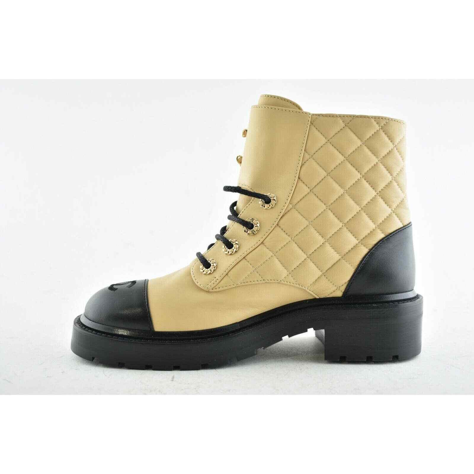 Chanel 20A Quilted Chain Combat Lace Up Tie Ankle Short Boot 40.5 Size US 10.5 / IT 40.5 - 8 Thumbnail