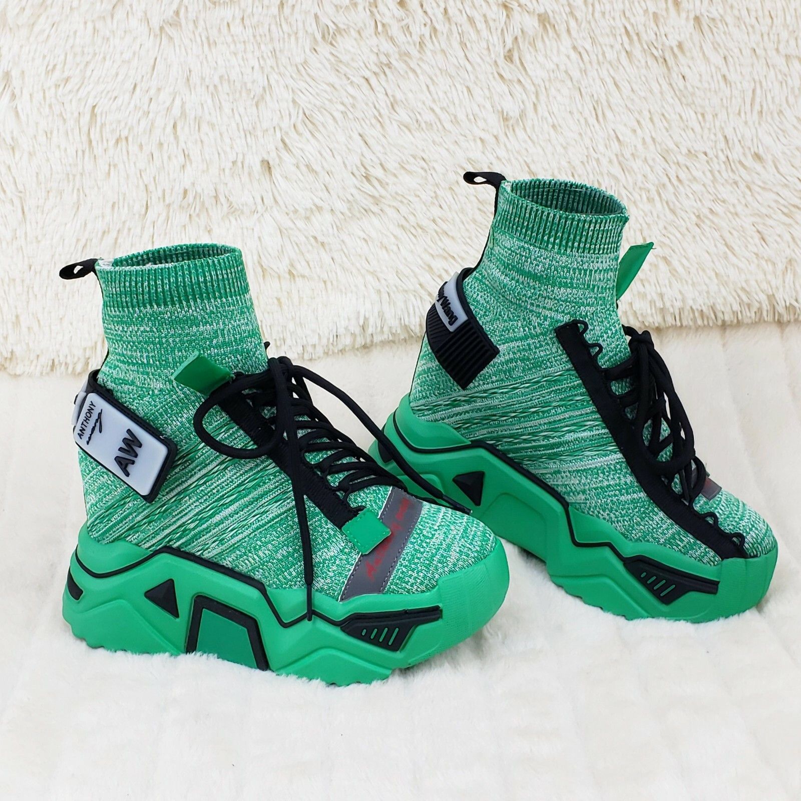 Other Wang Damson Pull On Knit Platform Sneaker Boots 4" Hidden We Size US 7 / IT 37 - 2 Thumbnail