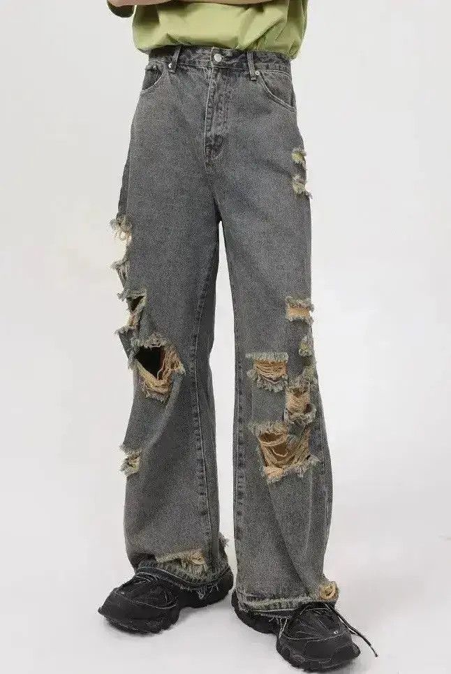 Japanese Brand Distressed denim hole jeans y2k pants Size US 32 / EU 48 - 4 Thumbnail
