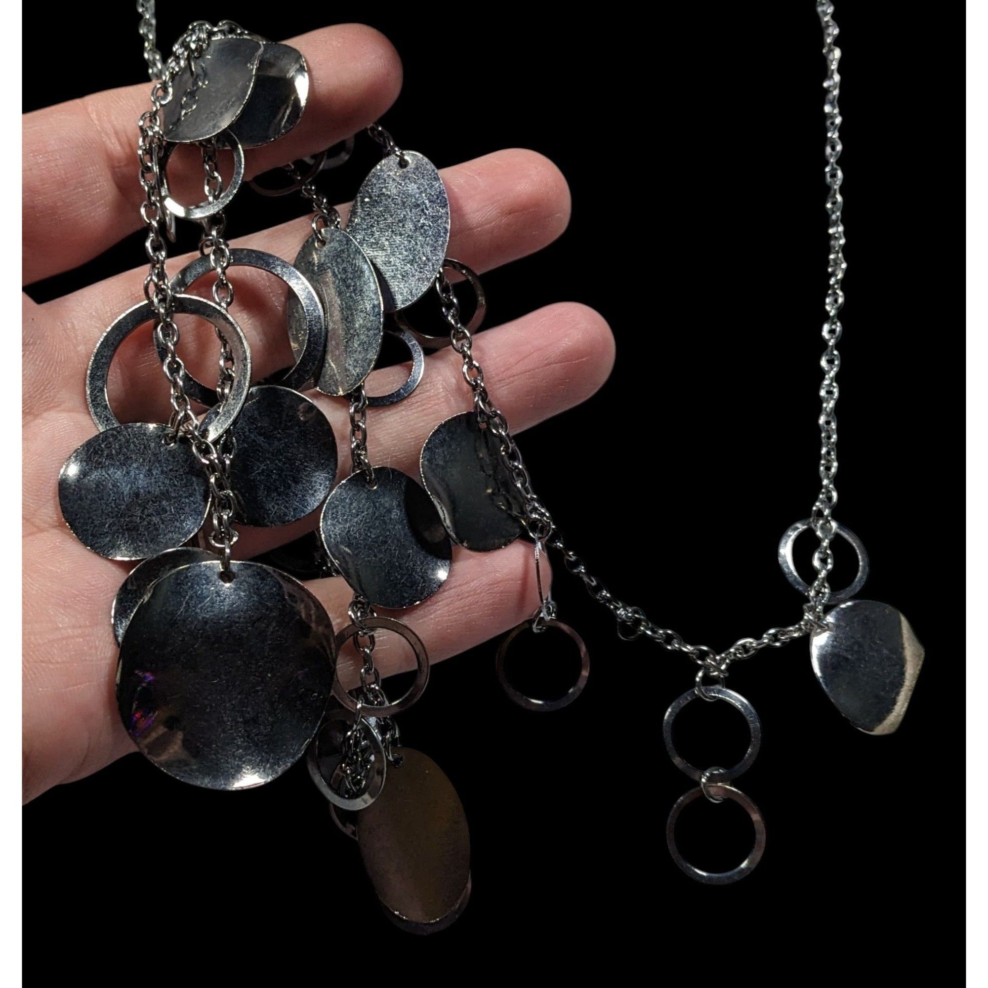 Other Jingling Disc And Open Circle Charm Silver Tone Necklace Size ONE SIZE - 6 Thumbnail