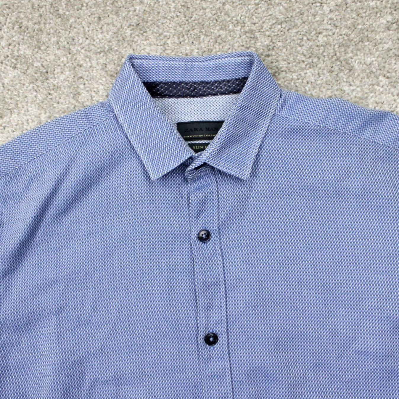 Zara Zara Man Button-Up Shirt Men Small Blue Geometric Slim Fit Long Sleeve Casual Button-Down Closet Gift Size US S / EU 44-46 / 1 - 6 Thumbnail