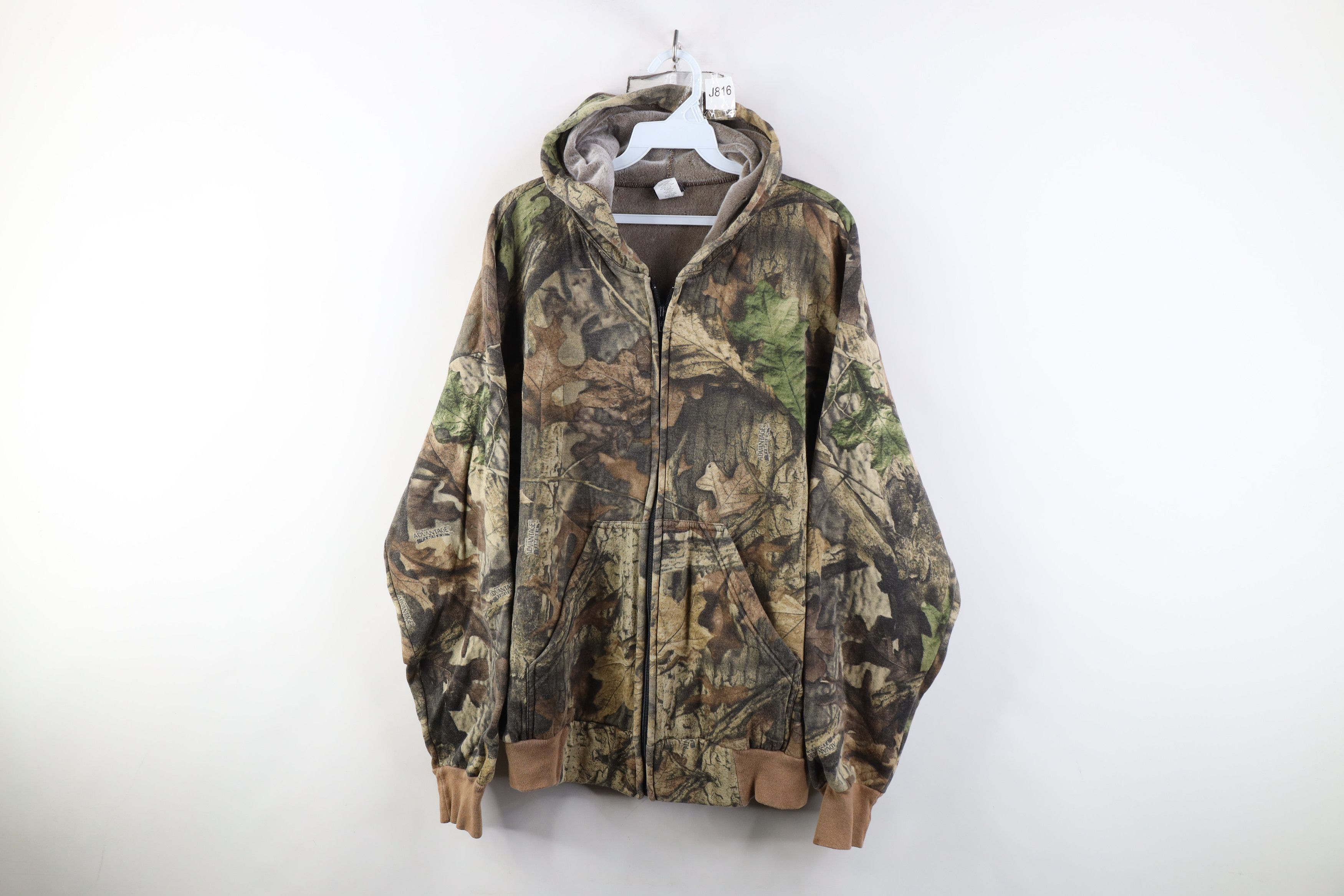 Vintage 90s Streetwear Fleece Lined Camouflage Hoodie USA