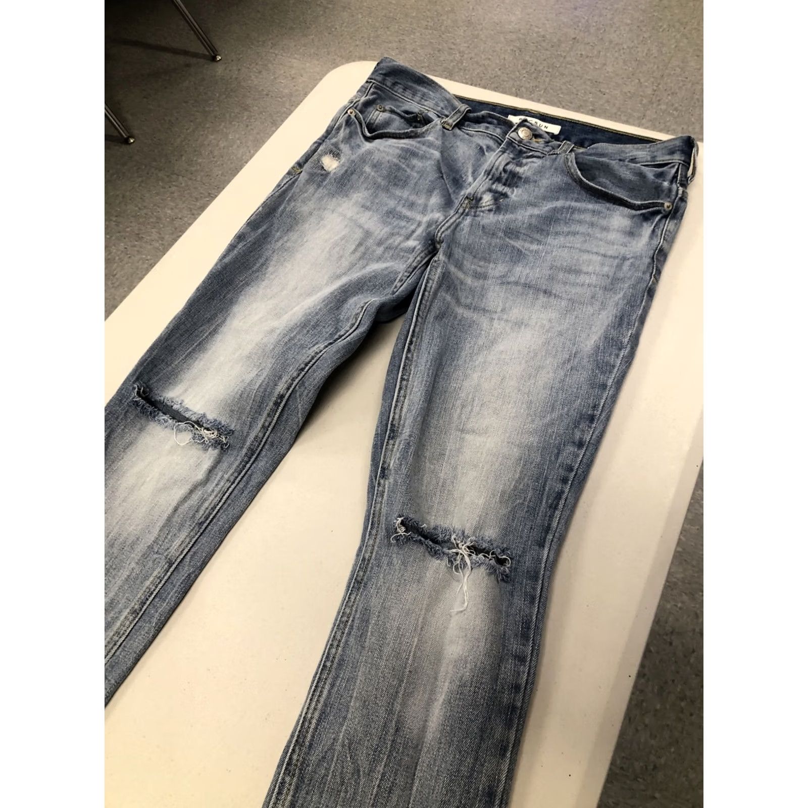 Pacsun PACSUN Los Angeles Mens Stacked Skinny Stretch Denim Jeans 34X32 Distress Blue 90s Slim Jeans Mens Size US 34 / EU 50 - 2 Thumbnail