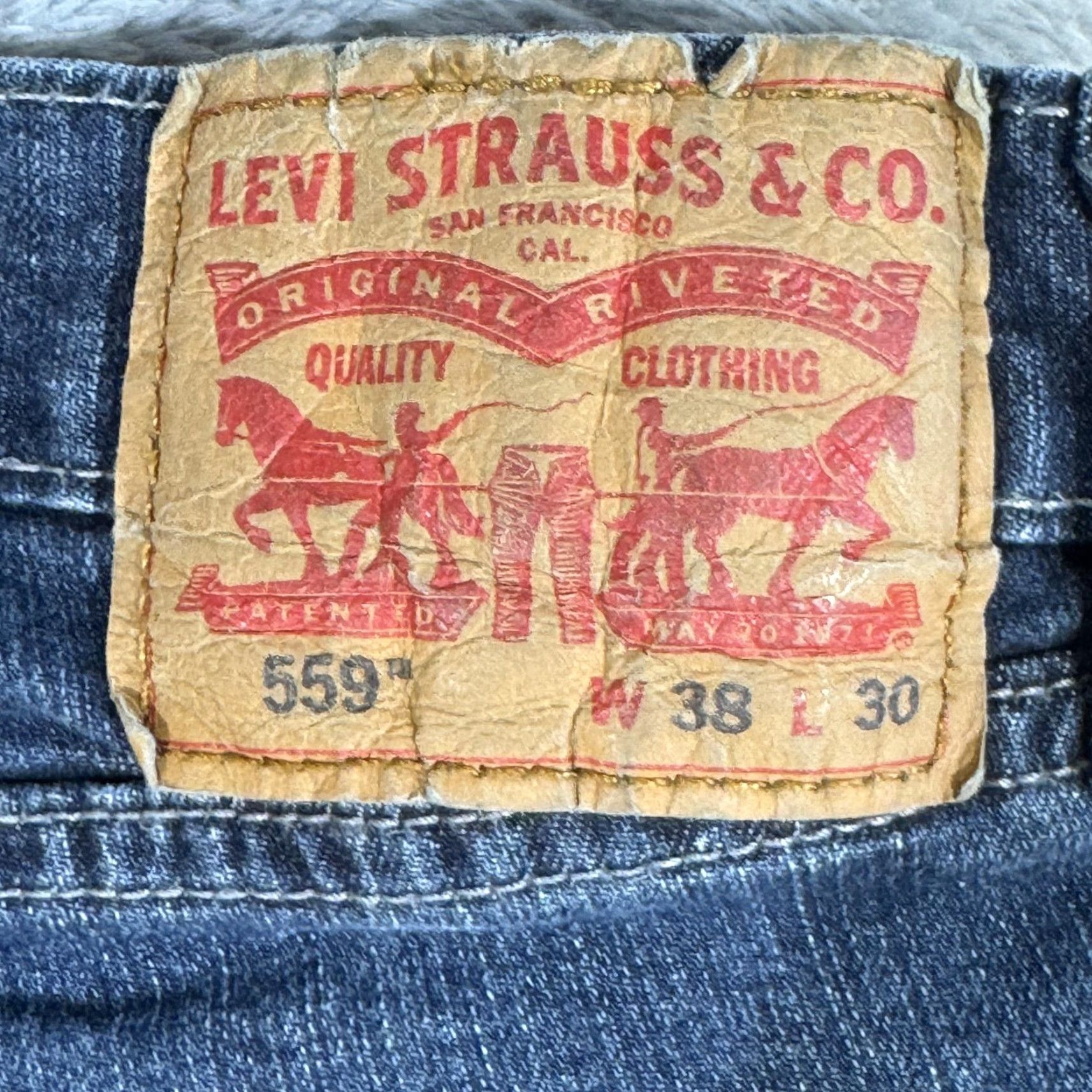 Levi's Levi's 559 Jeans Mens 38x30 Blue Straight Leg Denim Stretch Mid Rise 98 Cotton Size US 38 / EU 54 - 3 Thumbnail