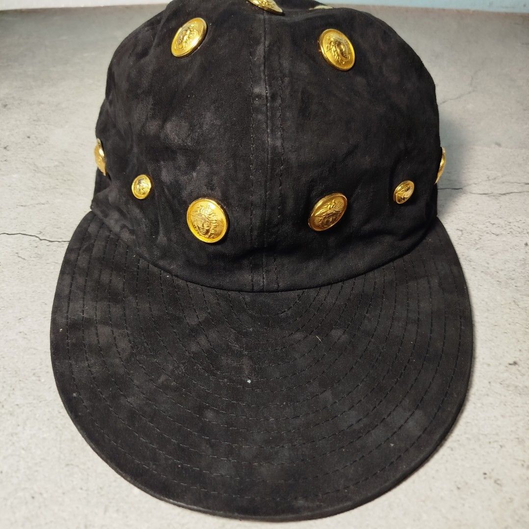 Versace Gianni Versace Black Suede Medusa Hat Size ONE SIZE - 2 Thumbnail