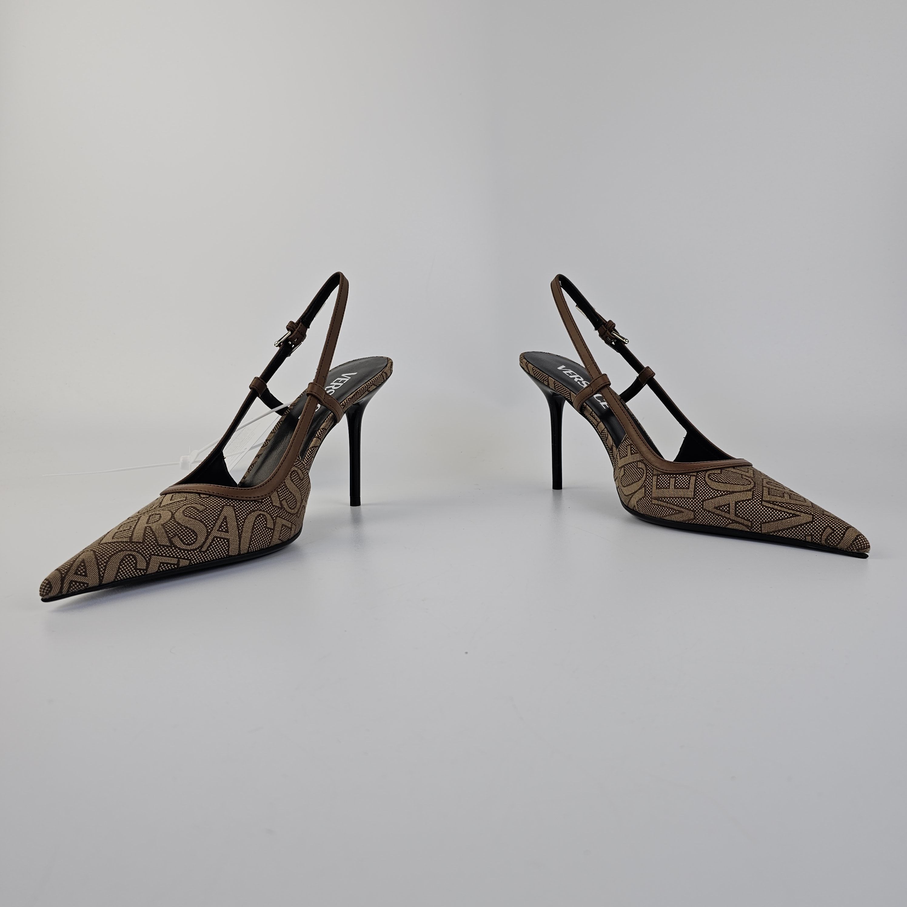 Versace Versace Greca 95mm Beige Slingback Pumps New Size US 5.5 / IT 35.5 - 8 Thumbnail
