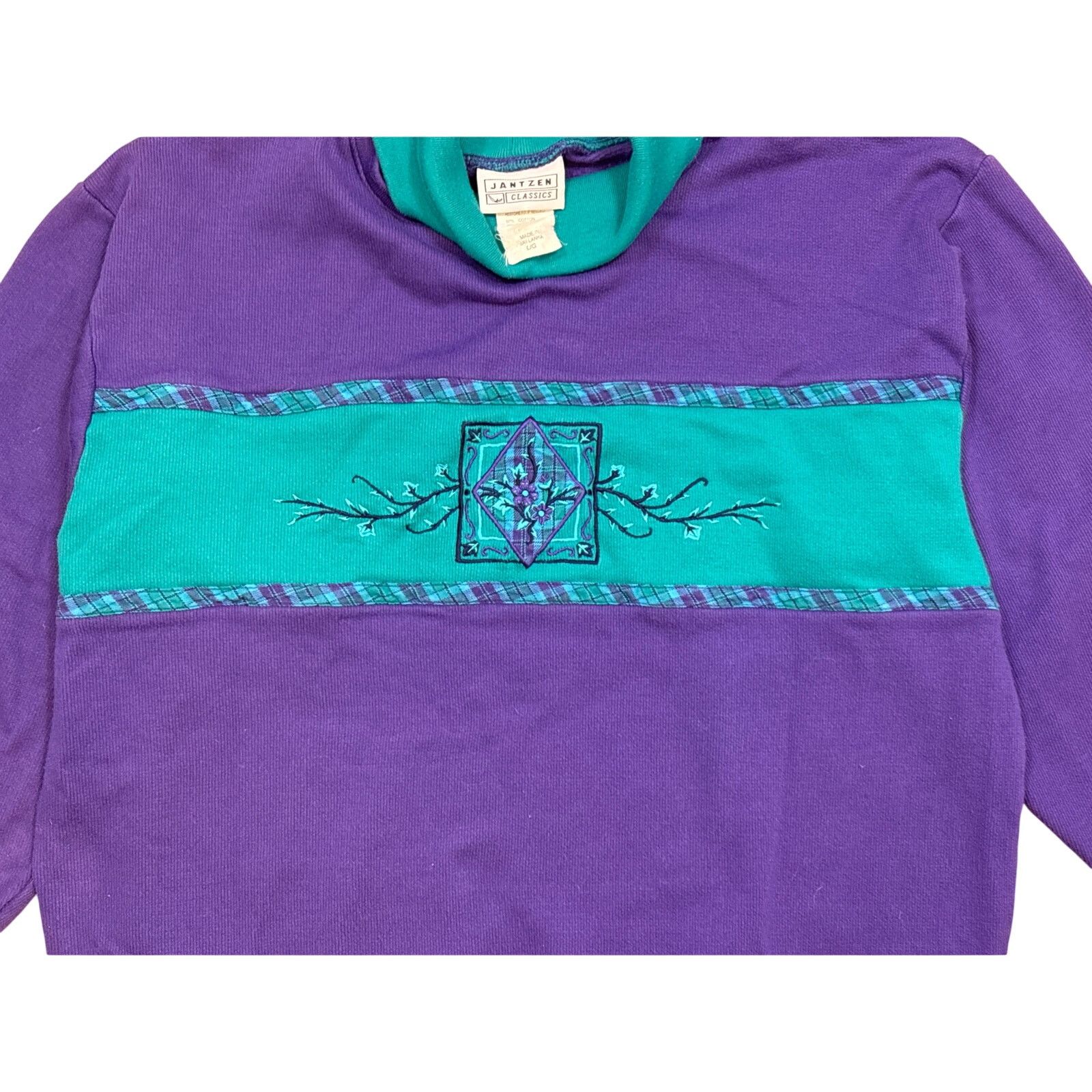 Jantzen Vintage 90s Jantzen Classics purple Turtleneck sweatshirt L Size L / US 10 / IT 46 - 6 Thumbnail