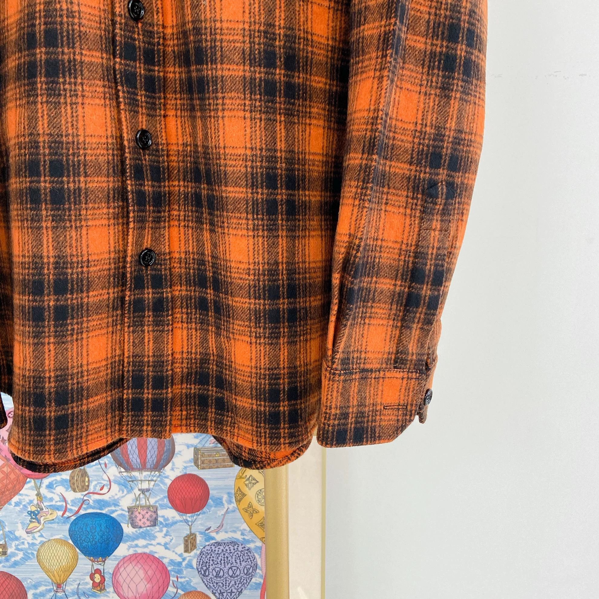 Celine CELINE Orange Gingham Lapel Relaxed SB LS Shirt 41 Size US L / EU 52-54 / 3 - 4 Thumbnail