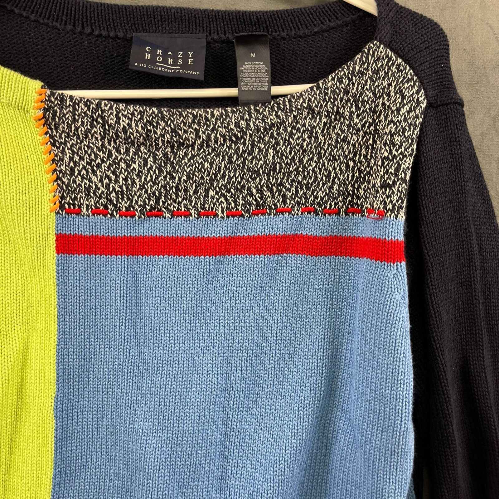 Other 90's Y2K Crazy Horse Knit Sweater Color Block Liz Claiborne Size M / US 6-8 / IT 42-44 - 4 Thumbnail