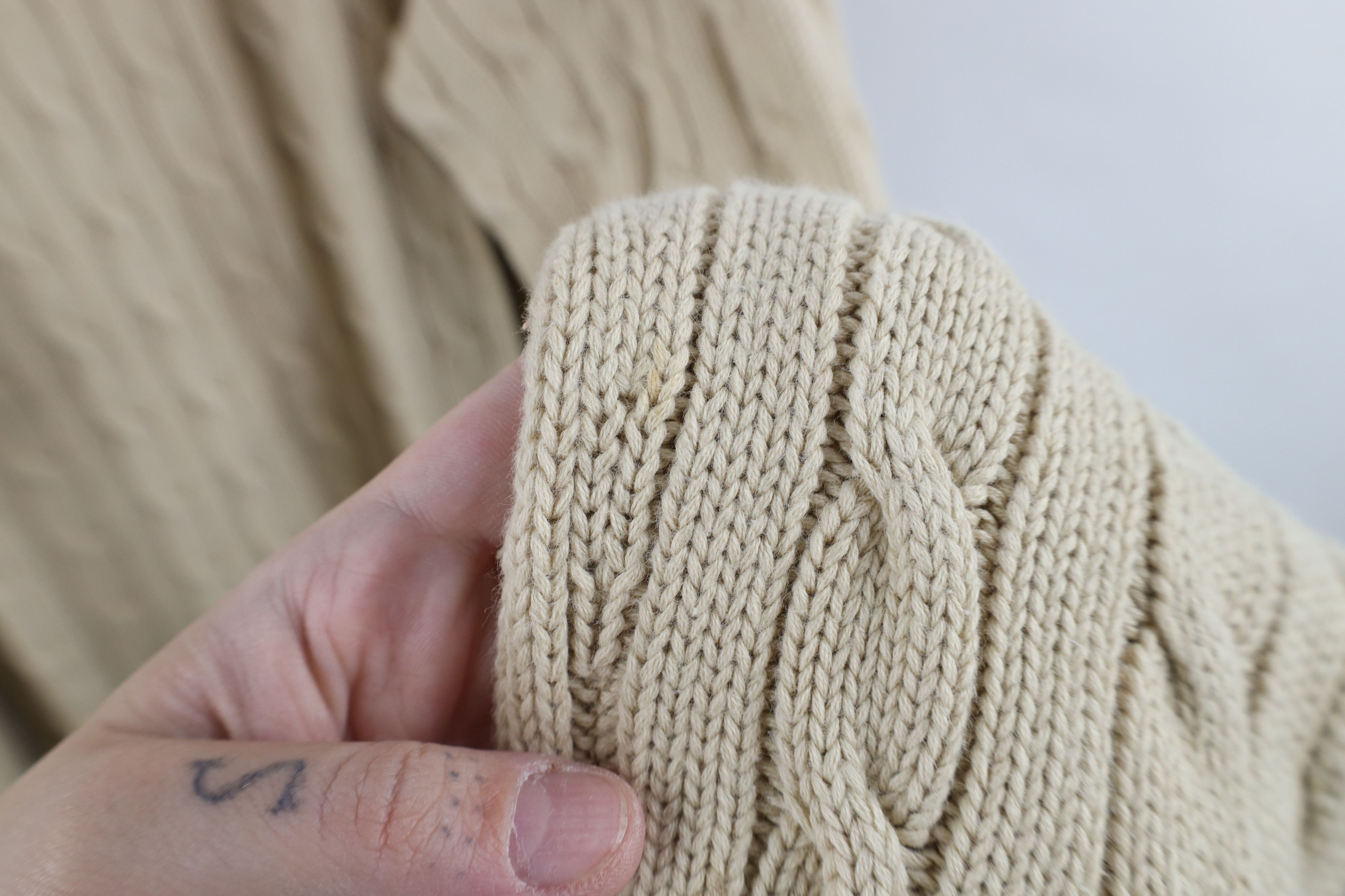 Ralph Lauren Vintage 90s Ralph Lauren Cotton Cable Knit Sweater Beige Size US XXL / EU 58 / 5 - 6 Thumbnail