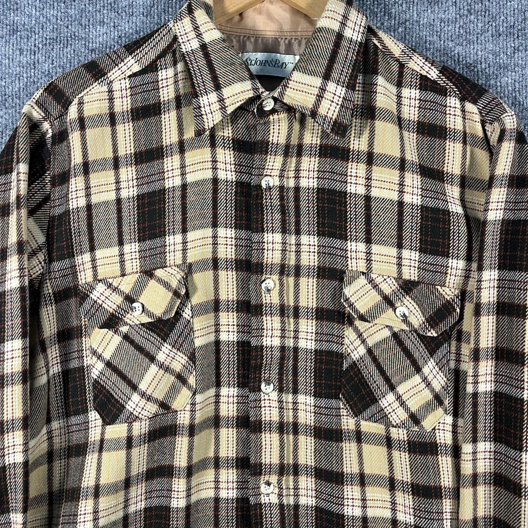 Vintage VINTAGE St John’s Bay Men’s L Brown Plaid Button-Up Flannel Shirt 90s Size US L / EU 52-54 / 3 - 2 Thumbnail