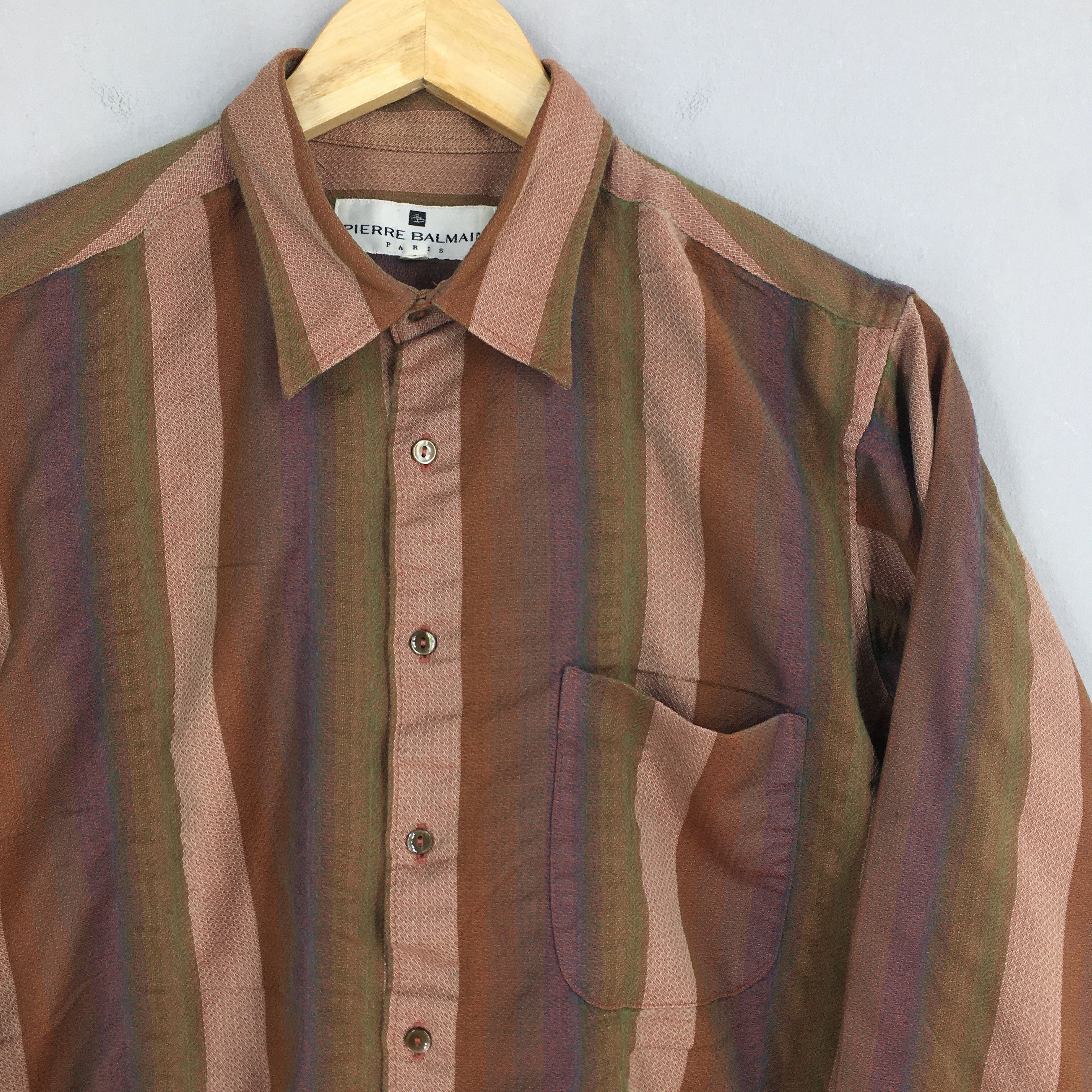 Designer × Pierre Balmain Pierre Balmain Paris Stripes Wool Flannel Shirt Large Size US L / EU 52-54 / 3 - 2 Thumbnail