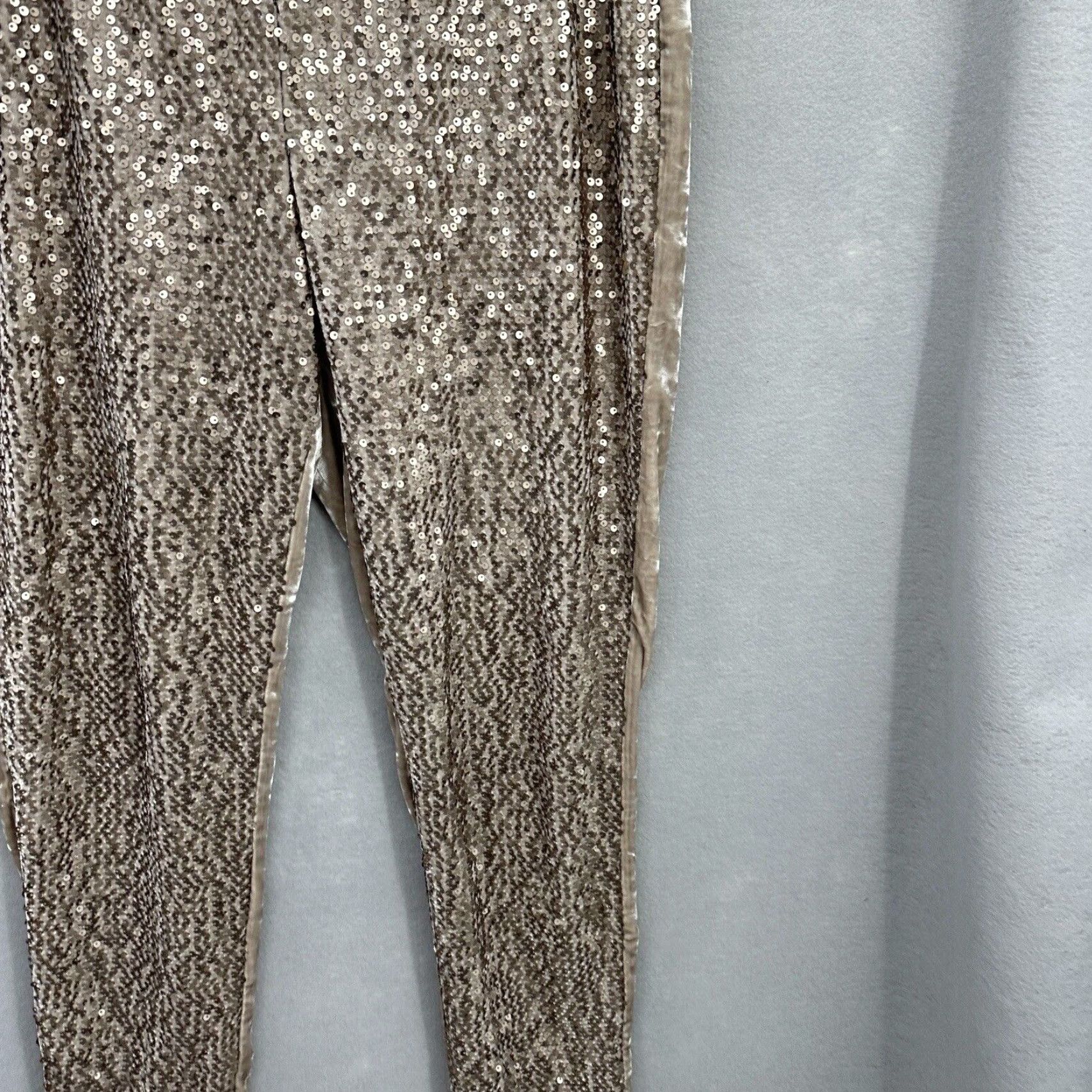 Vintage Chico's Sequin Velour Tapered Ankle Pants Womens Large Beige Casual 90s Size 36" / US 14 / IT 50 - 6 Thumbnail