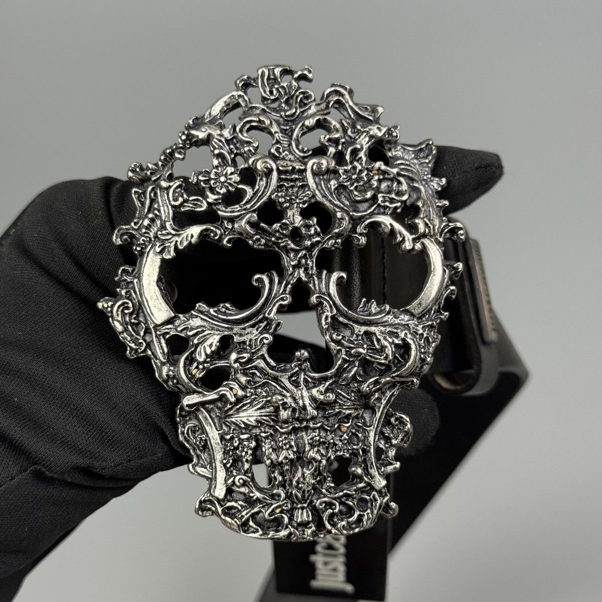 Just Cavalli Just Cavalli - Metal Skull Decorative Buckle Leather Belt Size 28 - 4 Thumbnail