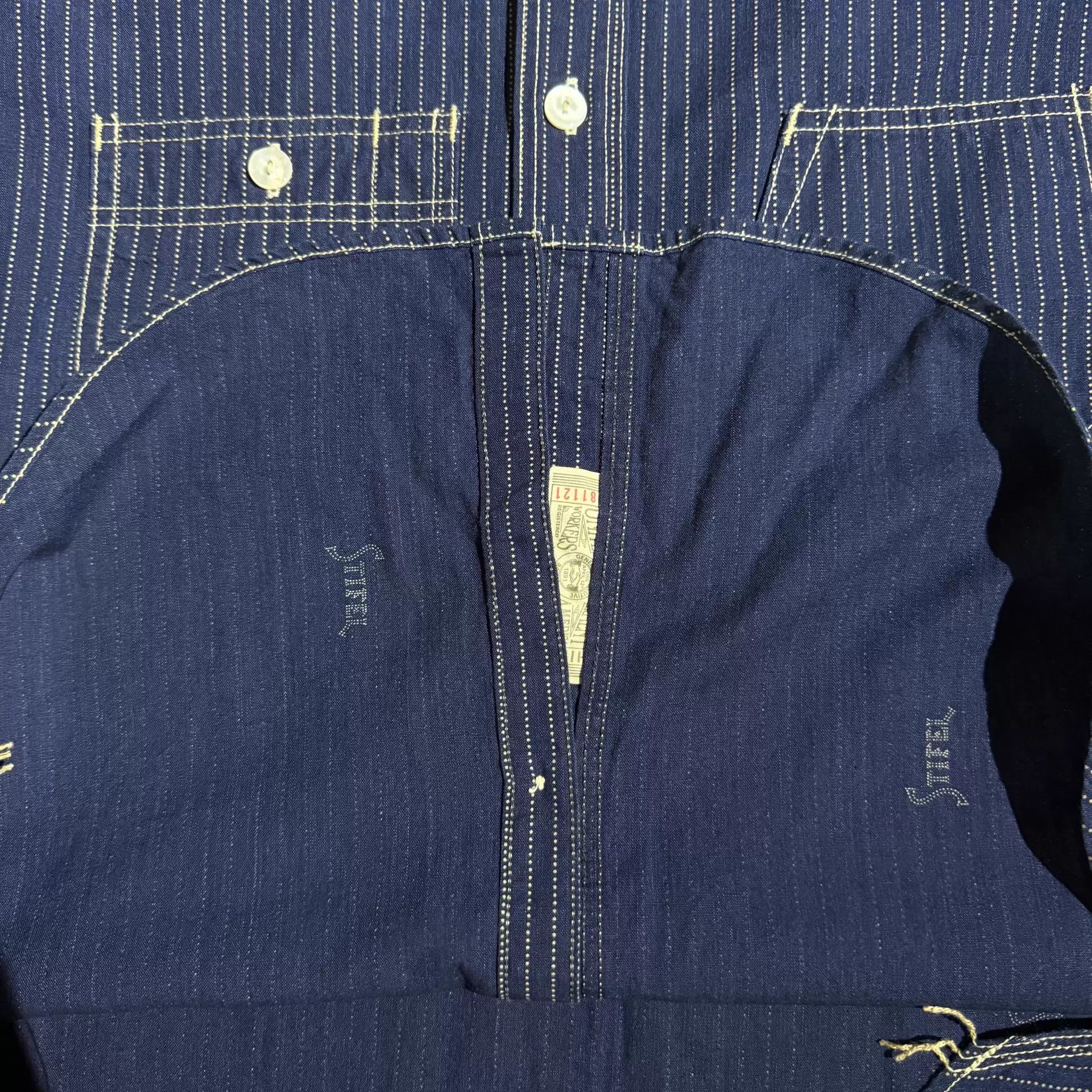 Freewheelers Freewheelers Wabash Blue Discharge Shirt 17.5 Size US XL / EU 56 / 4 - 7 Thumbnail