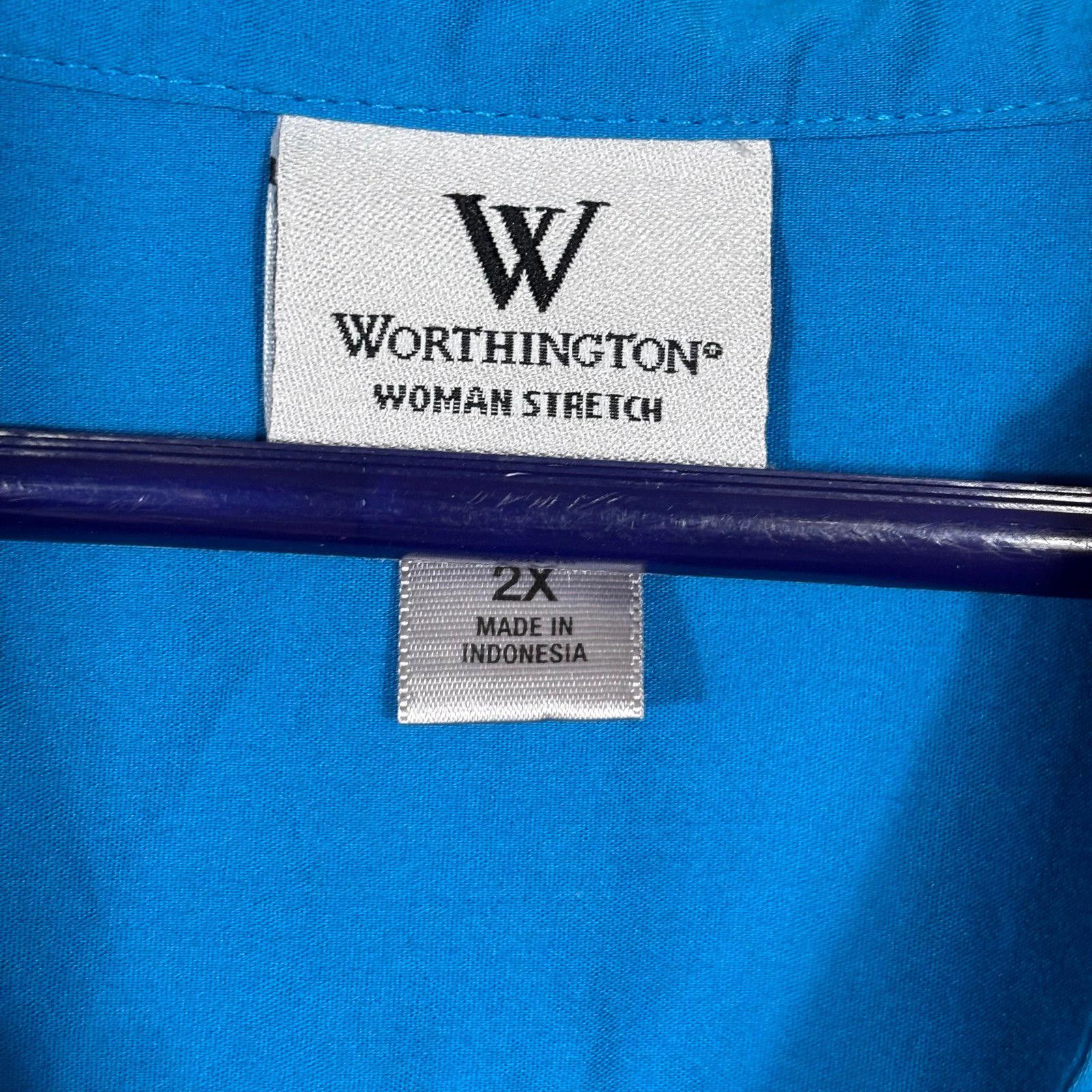Worthington Worthington Women's Ruffled Blue Blouse Size 2X Size XXL / US 16-18 / IT 52-54 - 5 Thumbnail